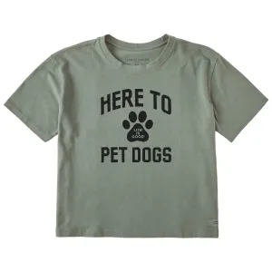 Women's Here to Pet Dogs Short Sleeve Crusher Boxy Tee Life is Good