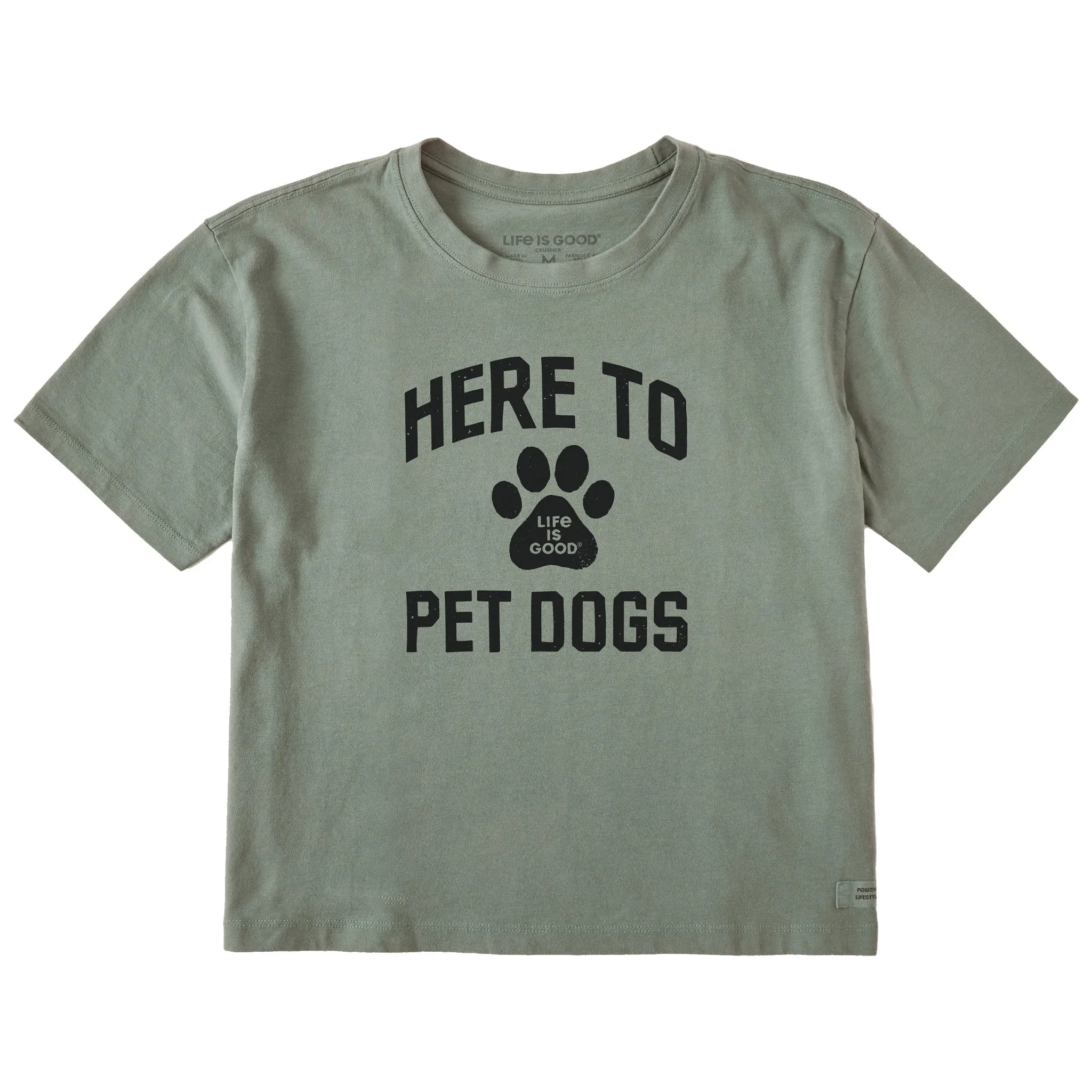 Women's Here to Pet Dogs Short Sleeve Crusher Boxy Tee Life is Good