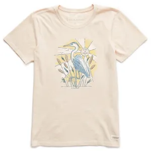 Women's Heron in Cattails Short Sleeve Crusher Tee Life is Good