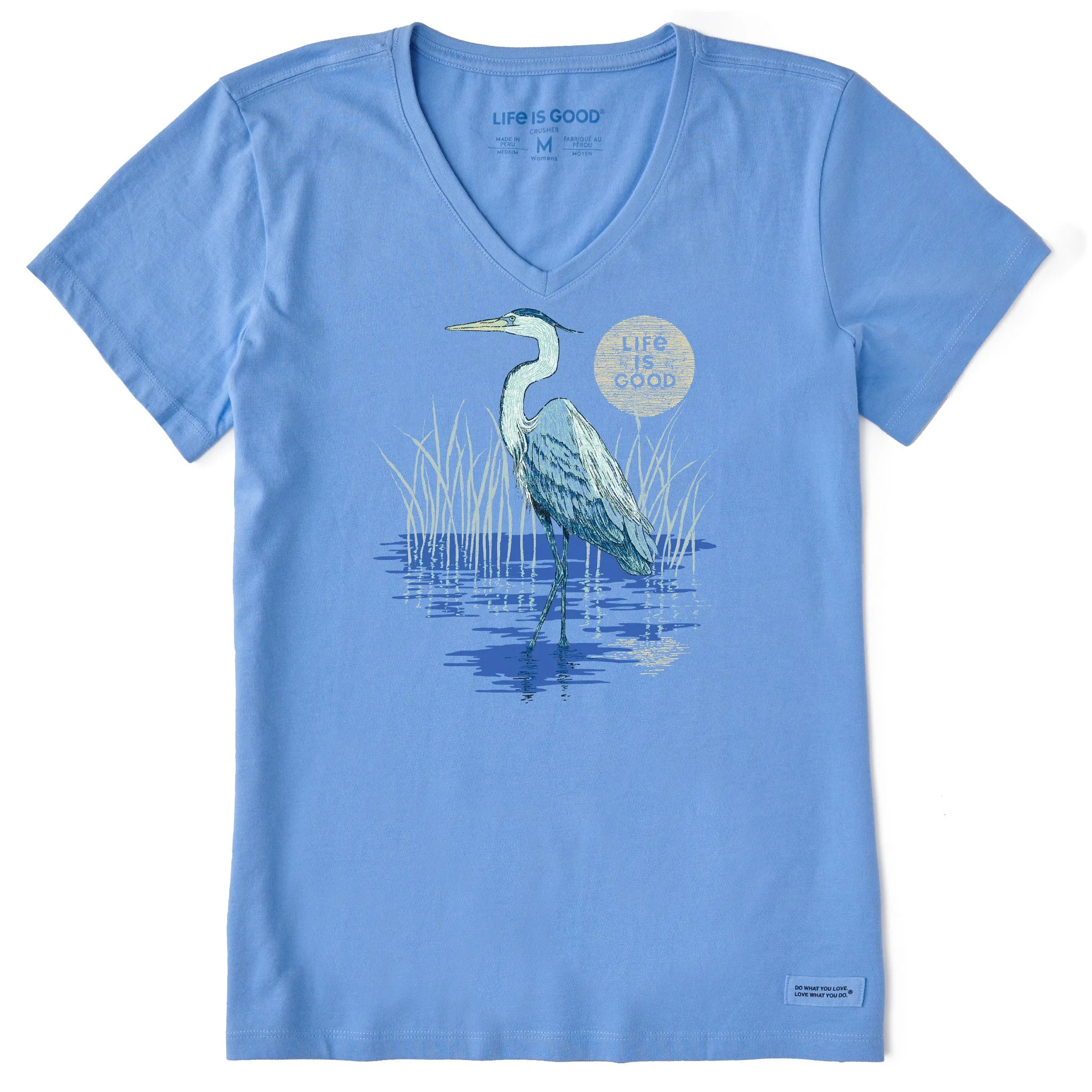 Women's Heron on the Water Short Sleeve Crusher-LITE Vee Life is Good