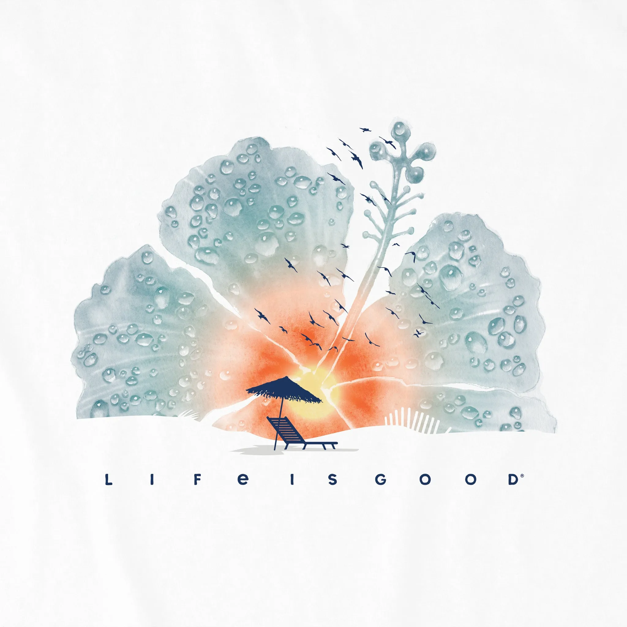 Women's Hibiscus Beach Long Sleeve Crusher Vee Life is Good