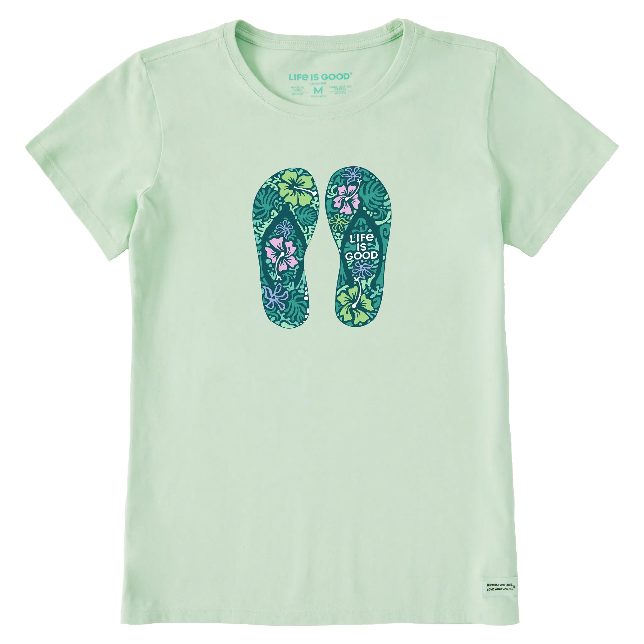 Women's Hibiscus Flip Flops Short Sleeve Crusher Tee Life is Good