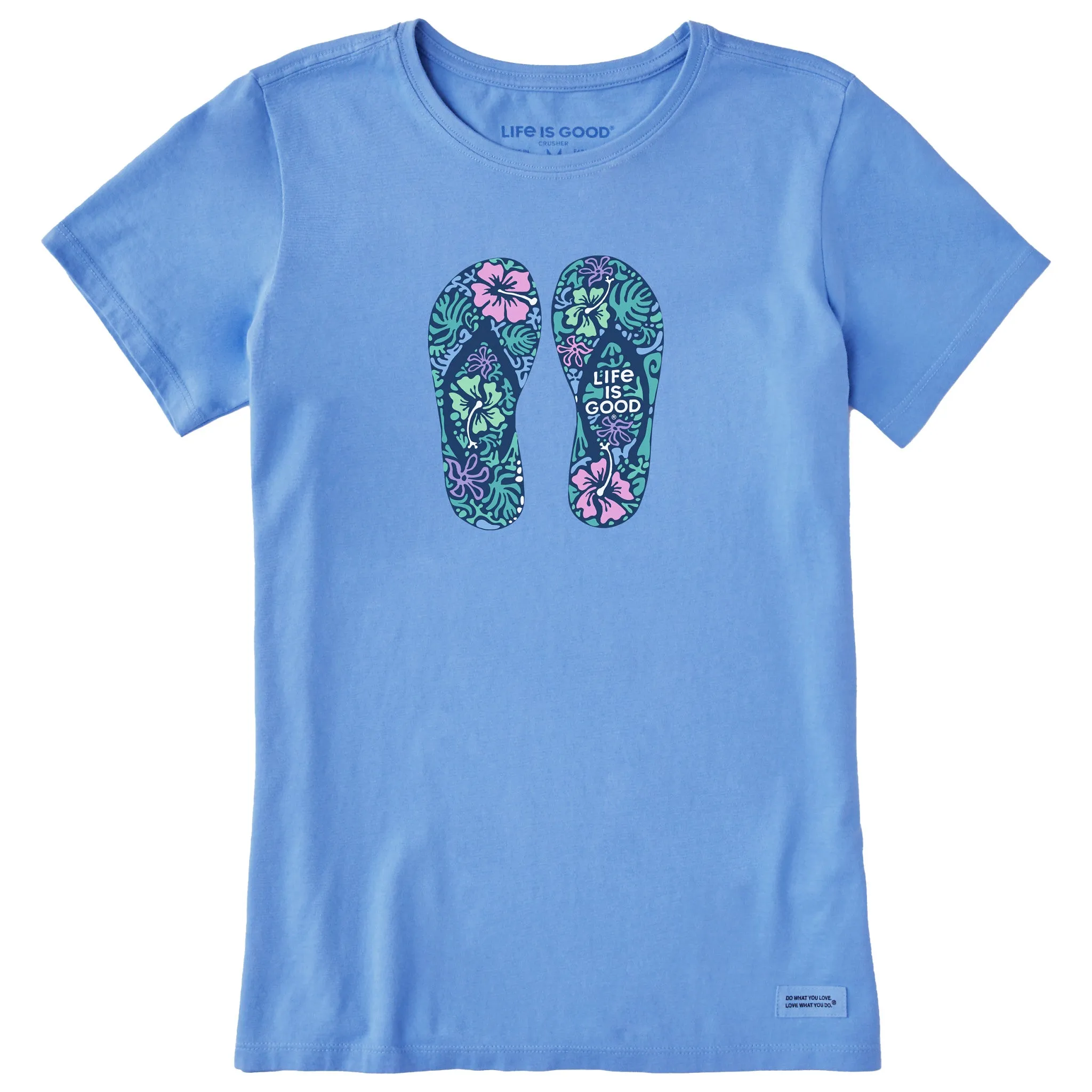 Women's Hibiscus Flip Flops Short Sleeve Crusher Tee Life is Good