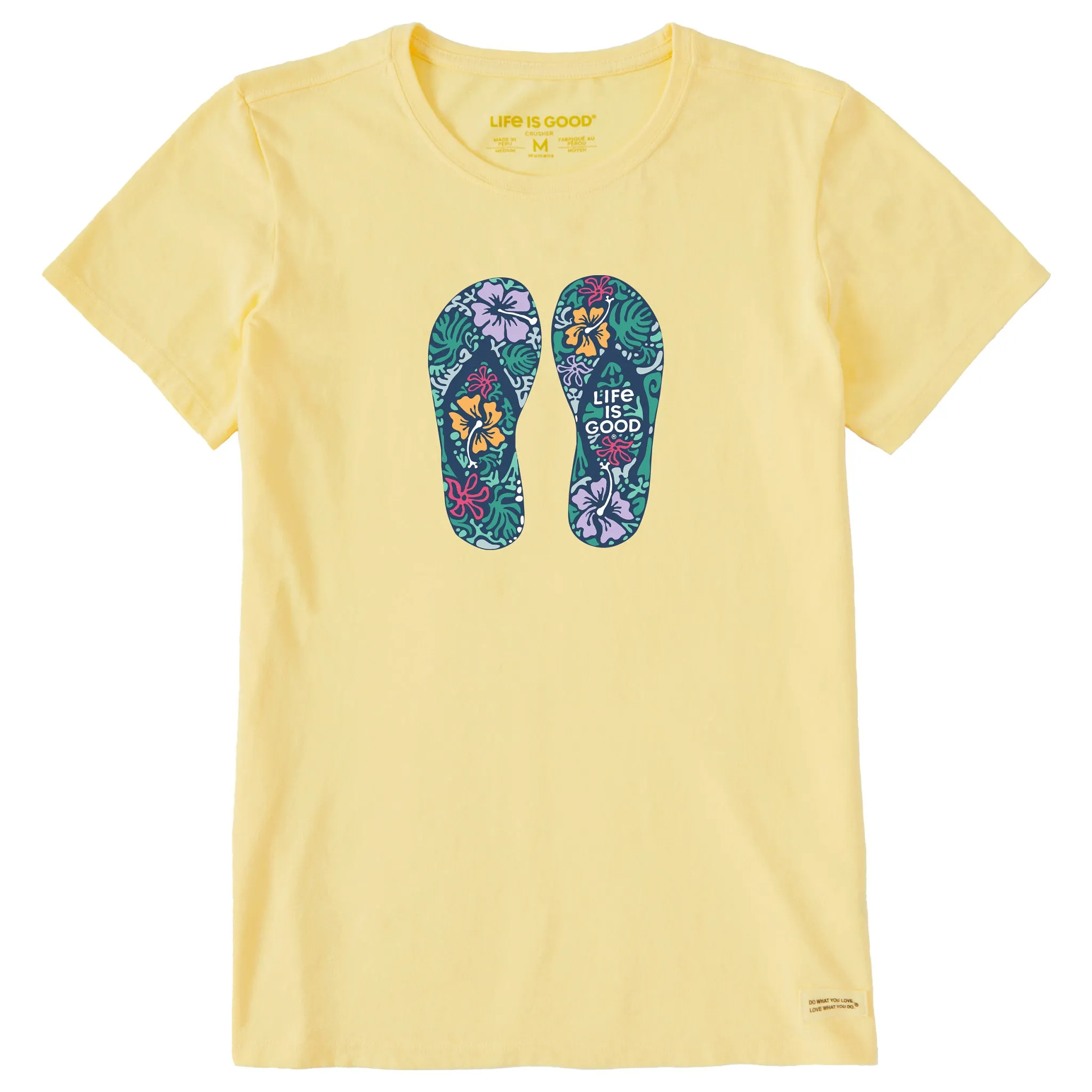 Women's Hibiscus Flip Flops Short Sleeve Crusher Tee Life is Good