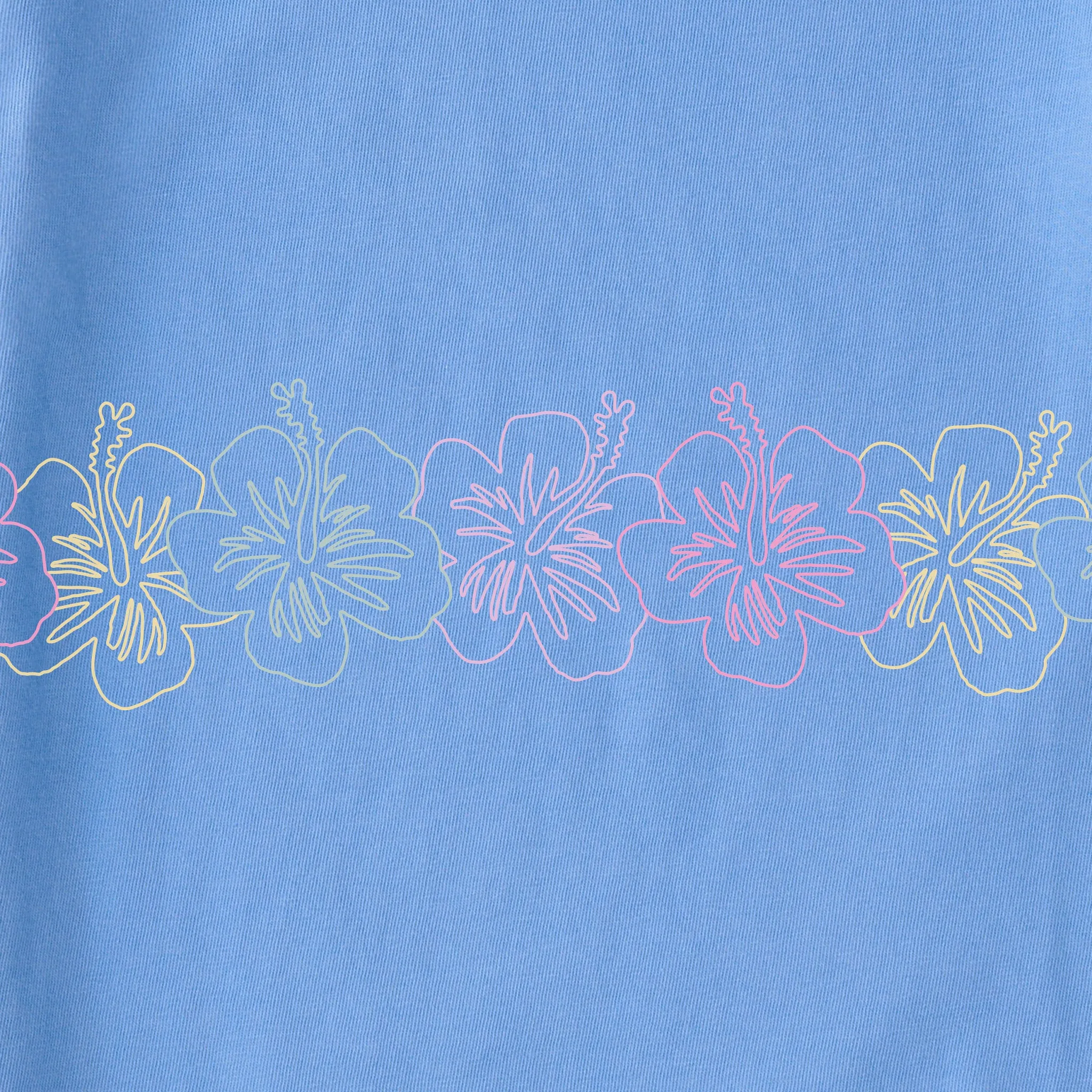 Women's Hibiscus Line Drawing Crusher Boxy Hoodie Life is Good