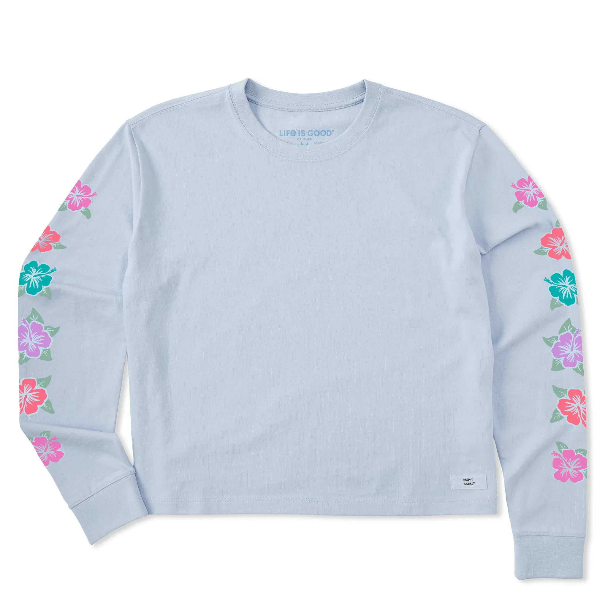 Women's Hibiscus Paradise Long Sleeve Crusher Boxy Tee Life is Good