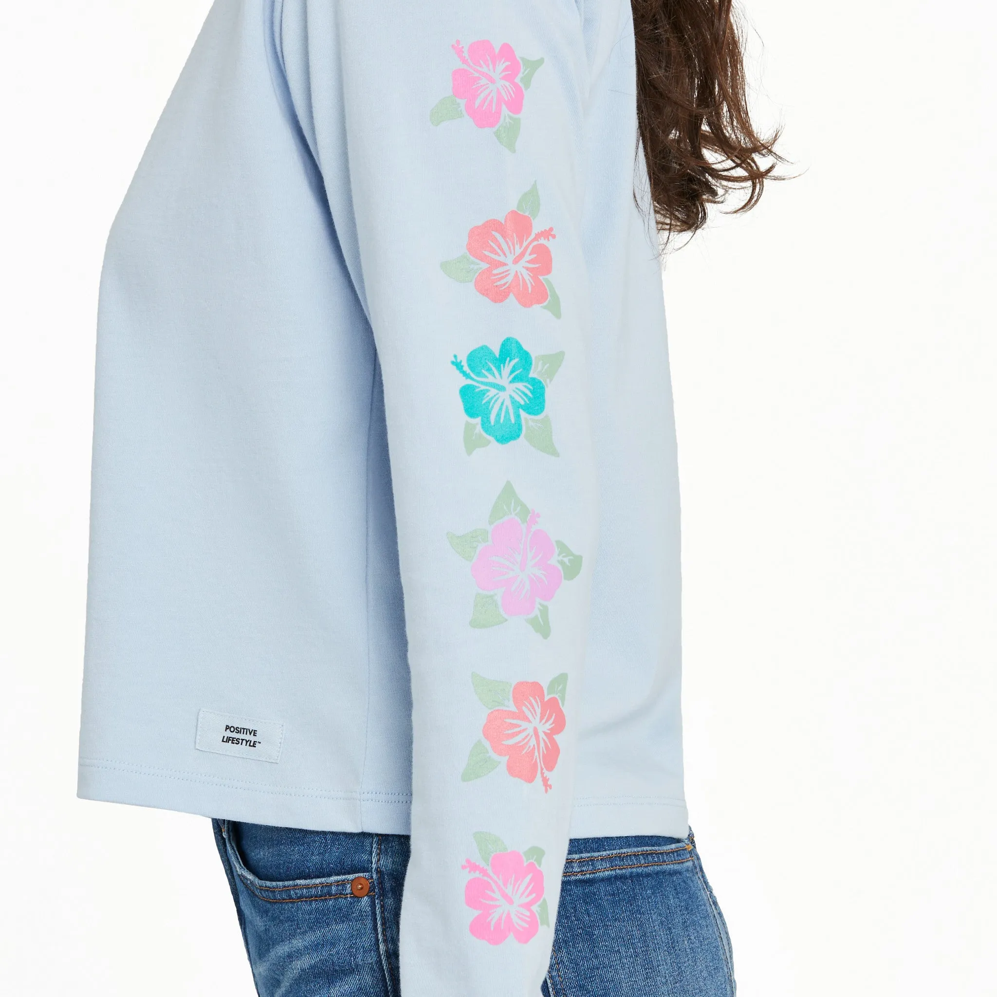 Women's Hibiscus Paradise Long Sleeve Crusher Boxy Tee Life is Good