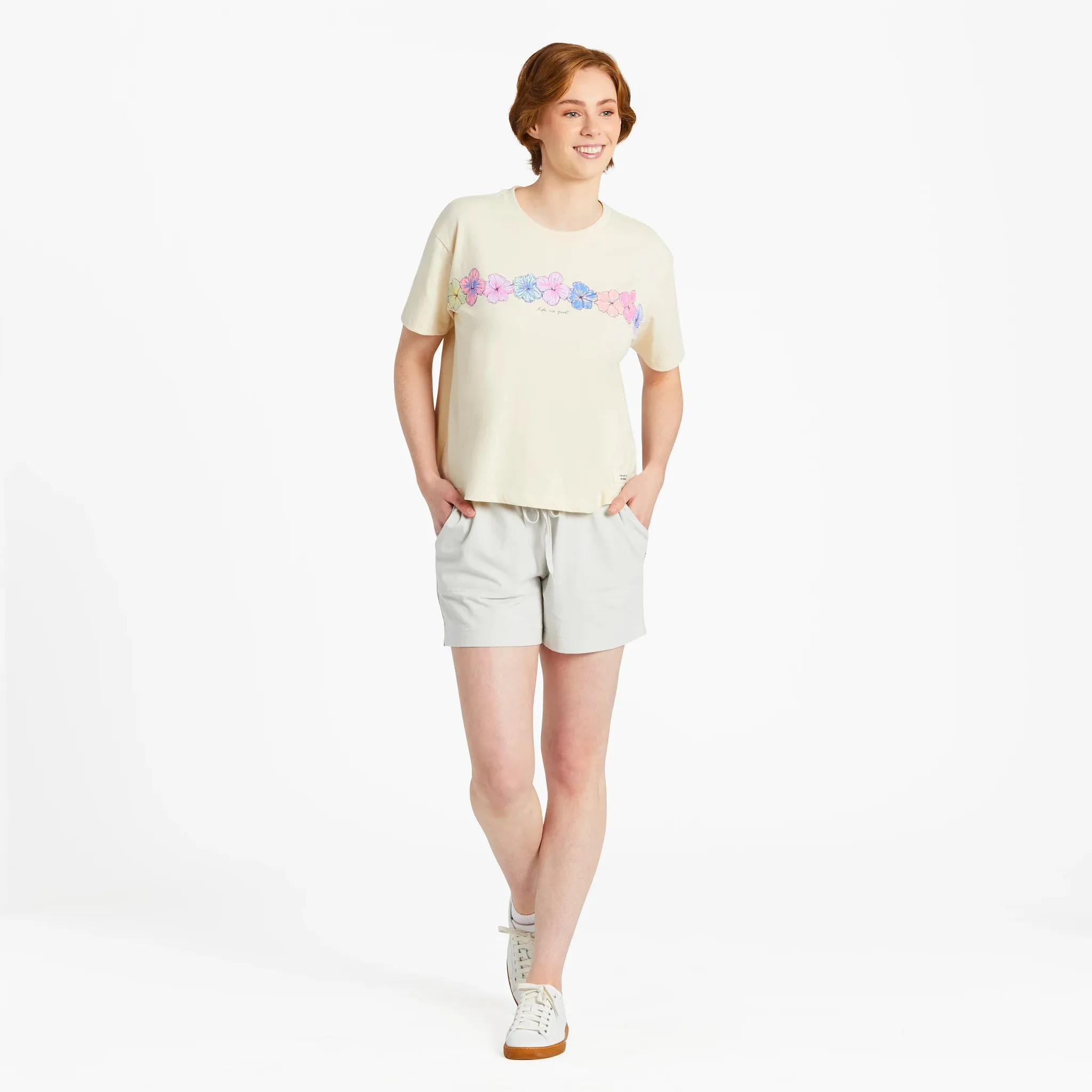 Women's Hibiscus Row Short Sleeve Crusher Boxy Tee Life is Good