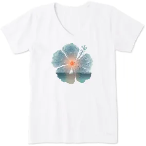 Women's Hibiscus Sail Short Sleeve Crusher Vee Life is Good