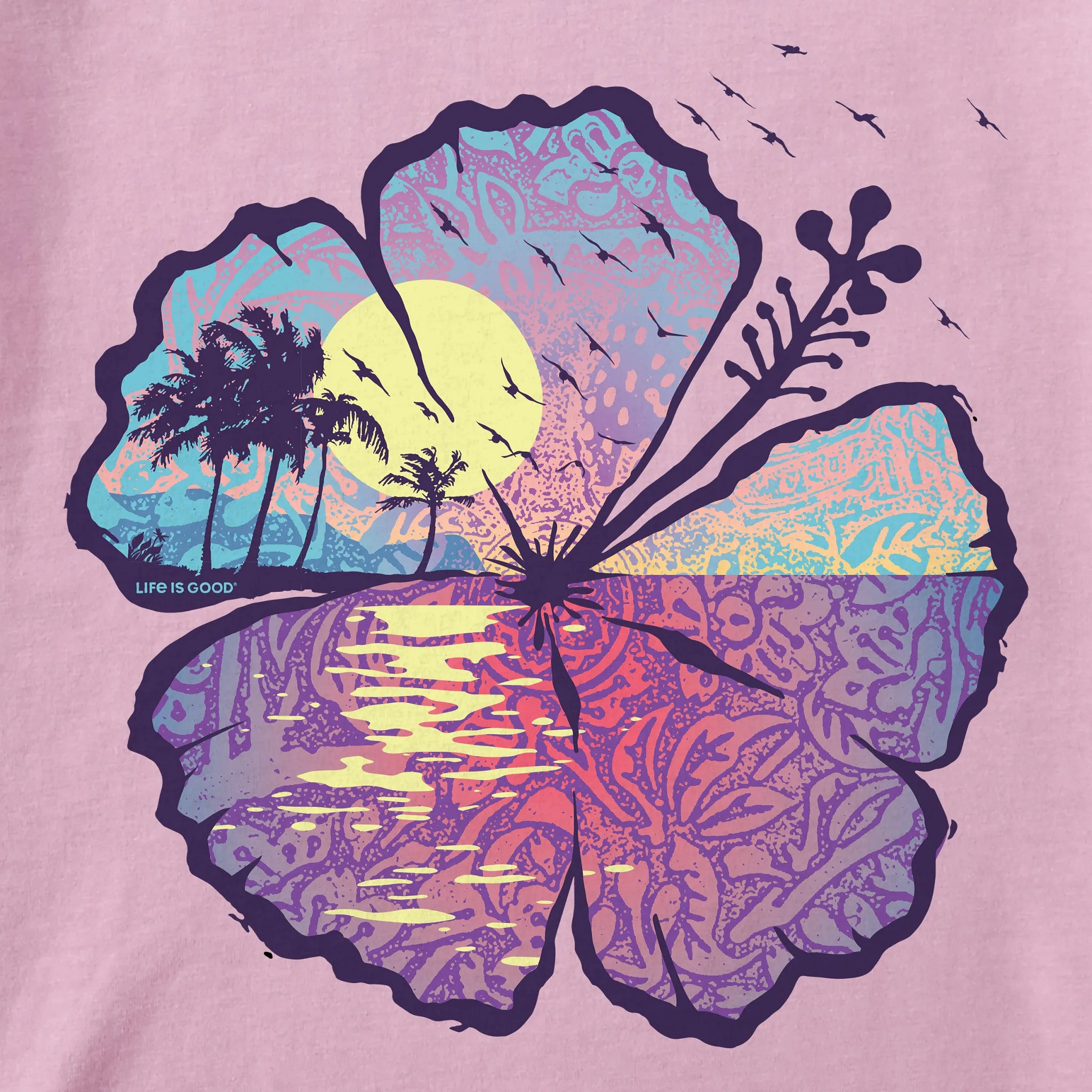 Women's Hibiscus-scape Crusher Tank Life is Good