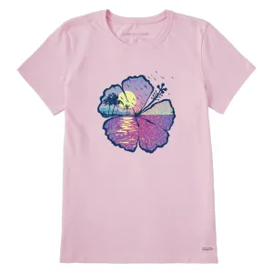 Women's Hibiscus-scape Short Sleeve Tee Life is Good