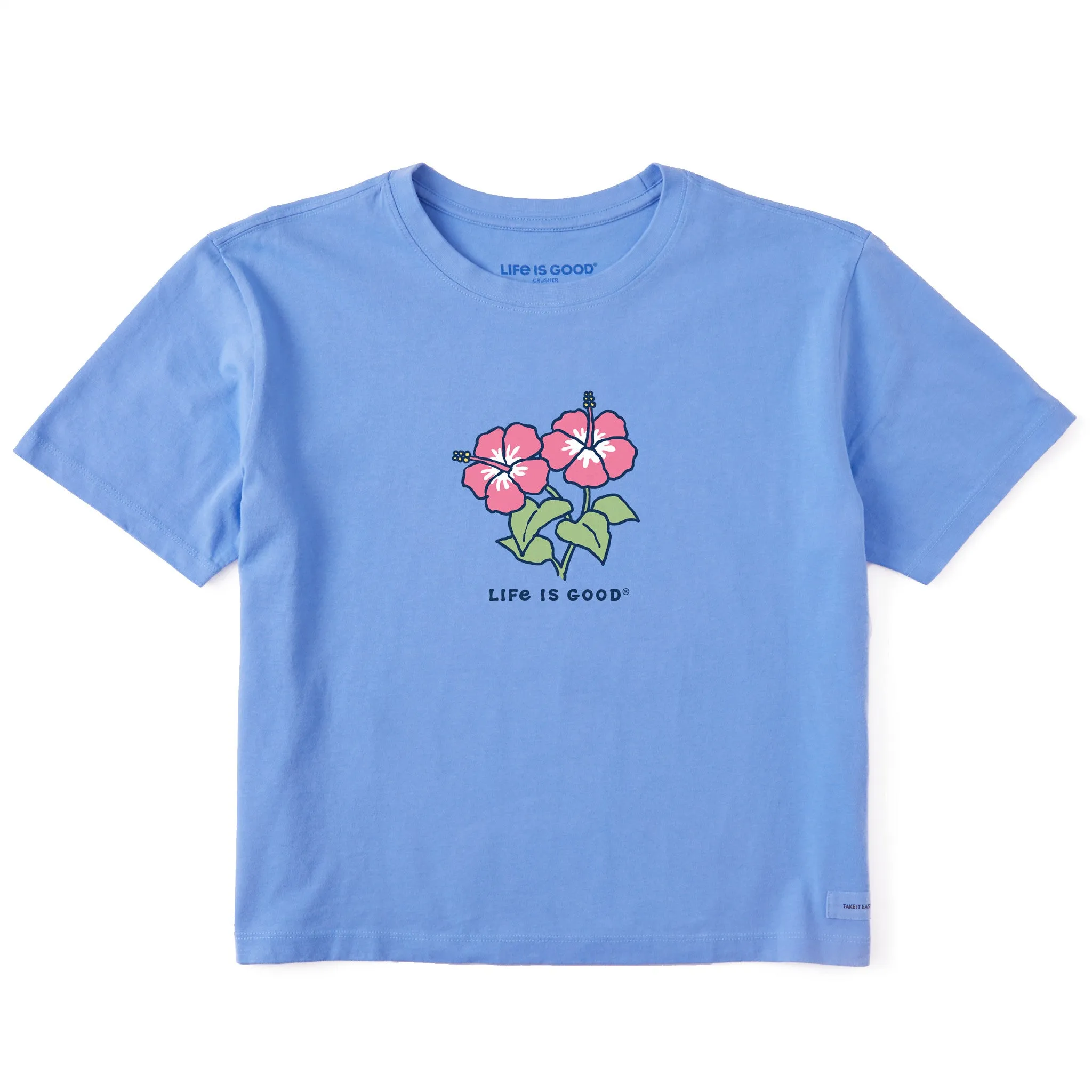 Women's Hibiscuses Short Sleeve Crusher Boxy Tee Life is Good