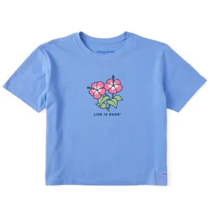 Women's Hibiscuses Short Sleeve Crusher Boxy Tee Life is Good