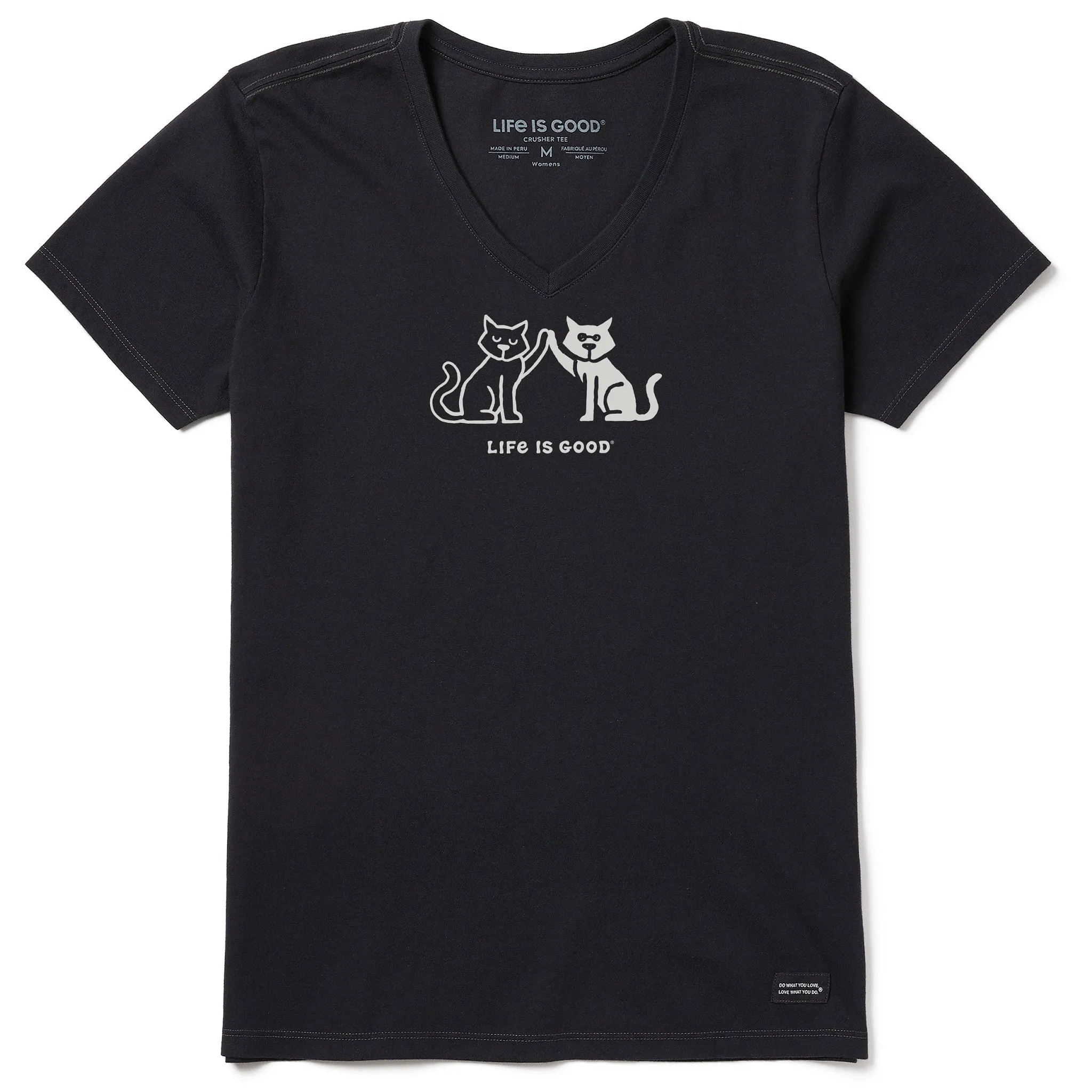 Women's High Five Cats Short Sleeve Vee Life is Good