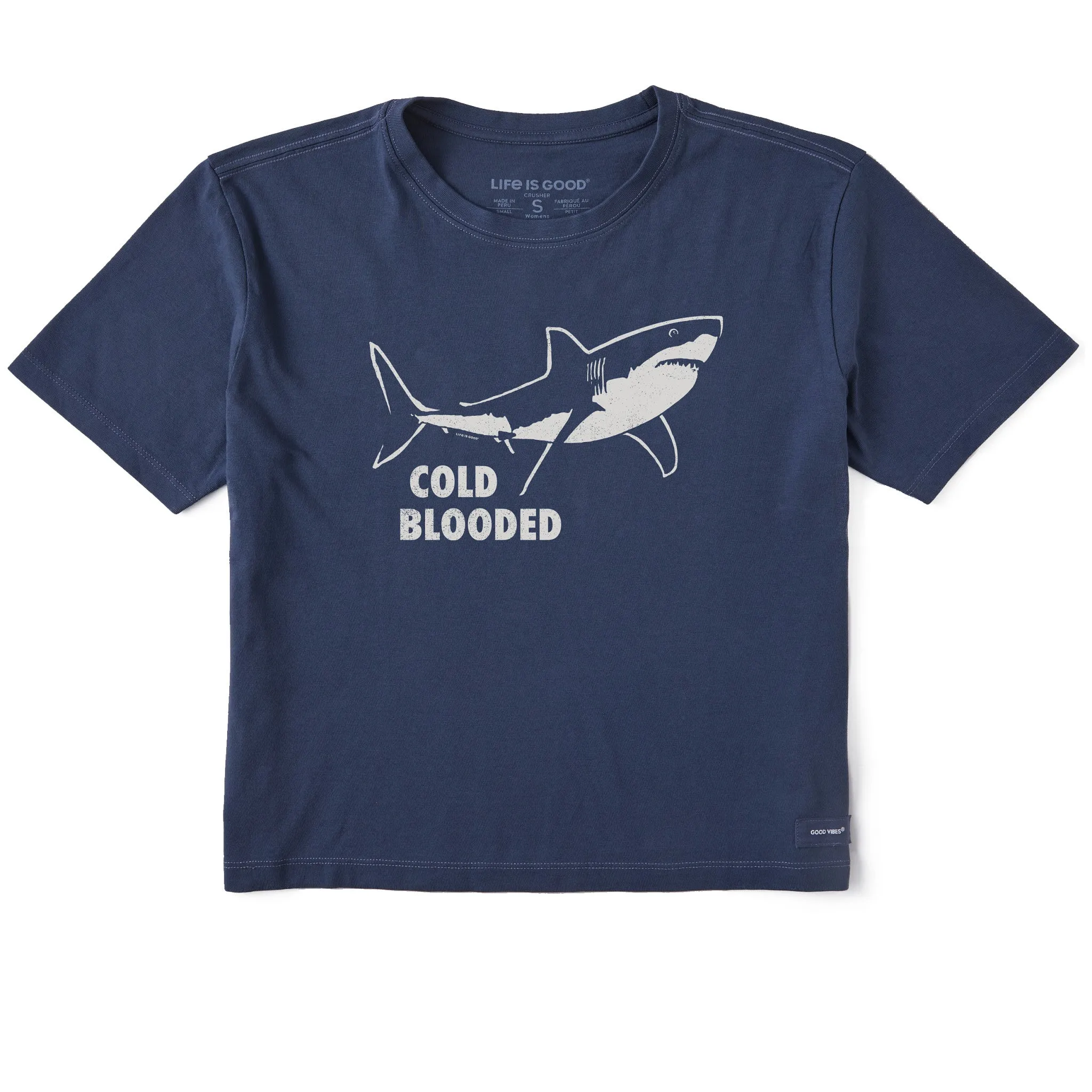 Women's High-Low Shark Short Sleeve Crusher Boxy Tee Life is Good