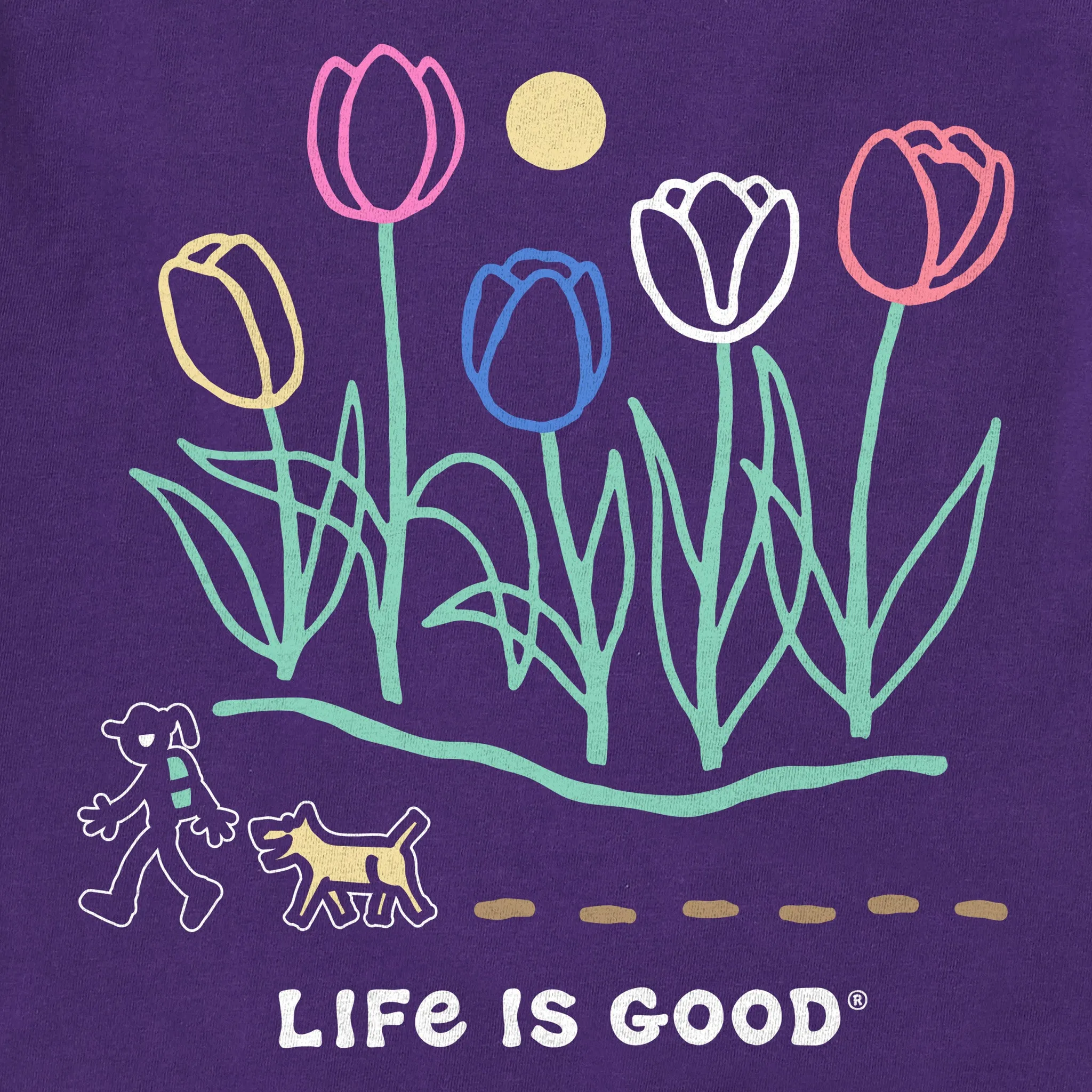 Women's Hiking past Tulips Short Sleeve Crusher-LITE Vee Life is Good