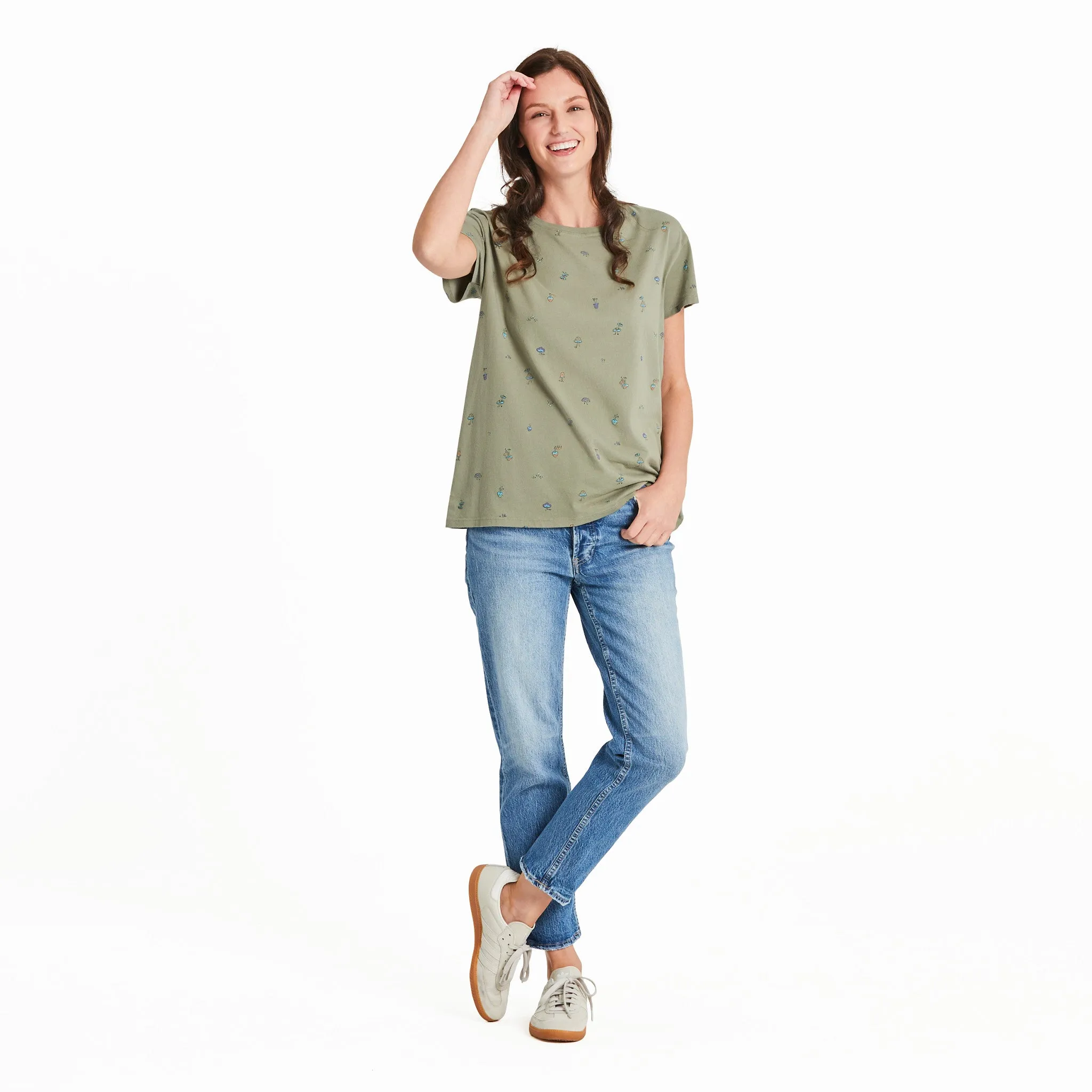 Women's Hippie Mushroom Pattern Crusher-LITE Easy Tee Life is Good