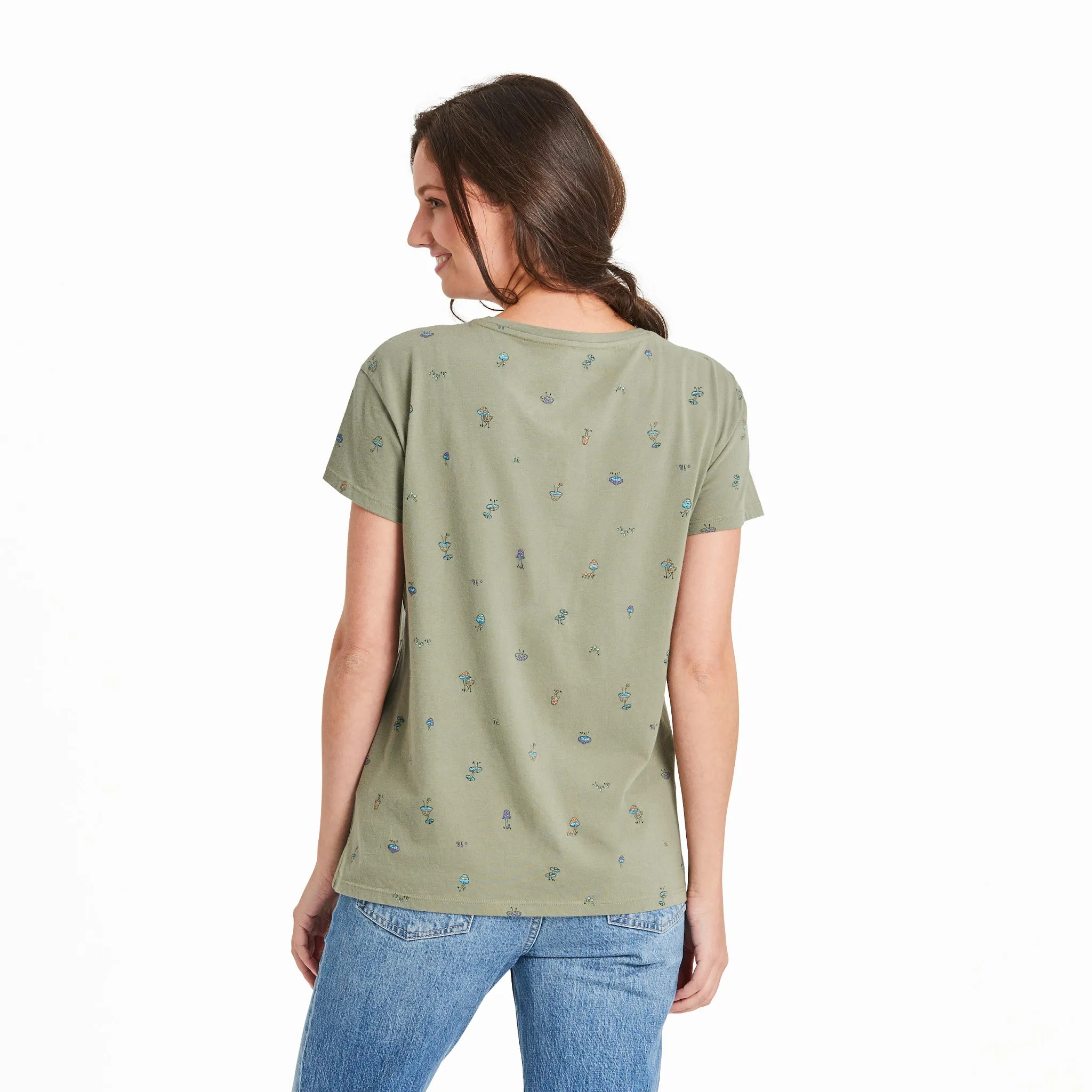 Women's Hippie Mushroom Pattern Crusher-LITE Easy Tee Life is Good
