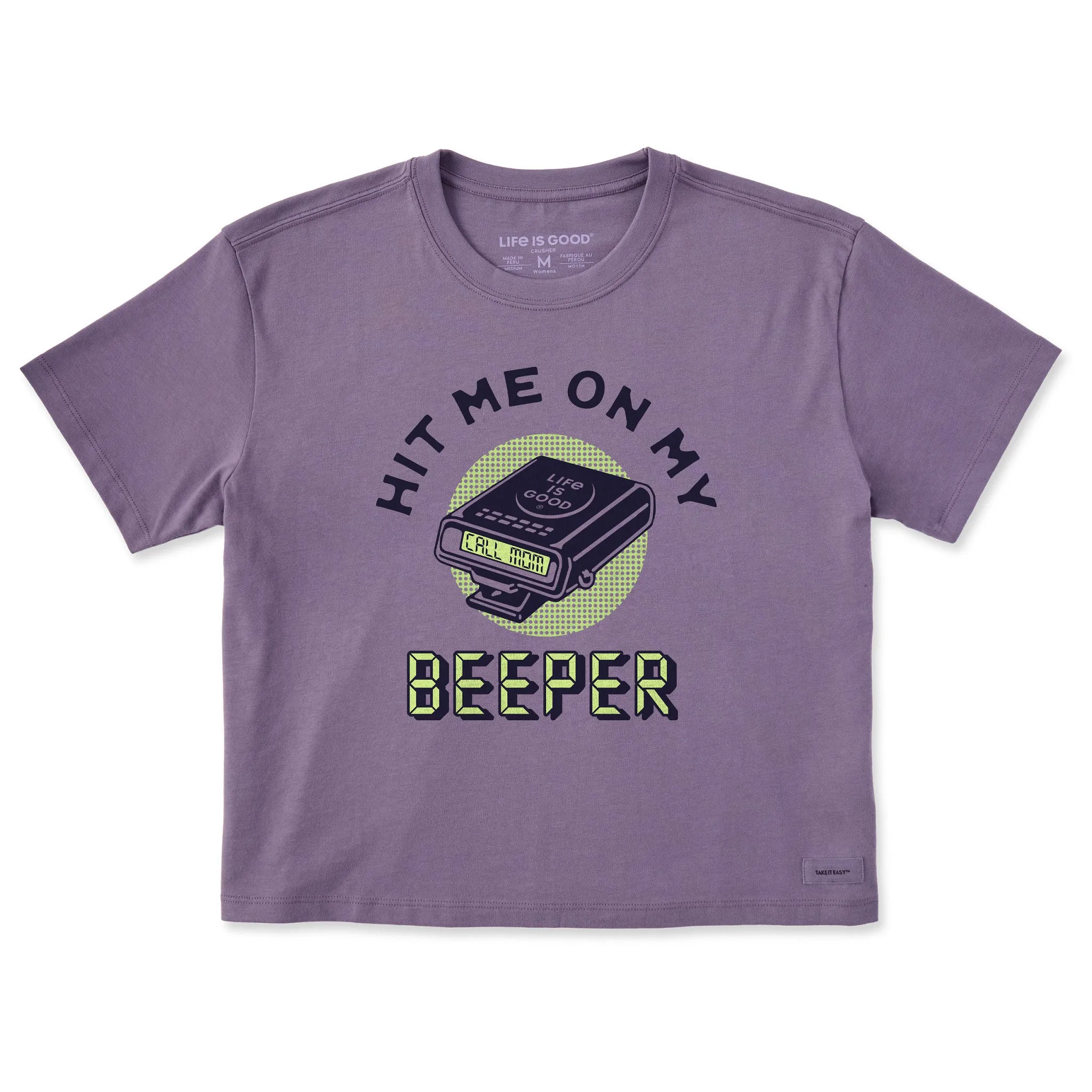 Women's Hit Me on My Beeper Short Sleeve Crusher Boxy Tee Life is Good