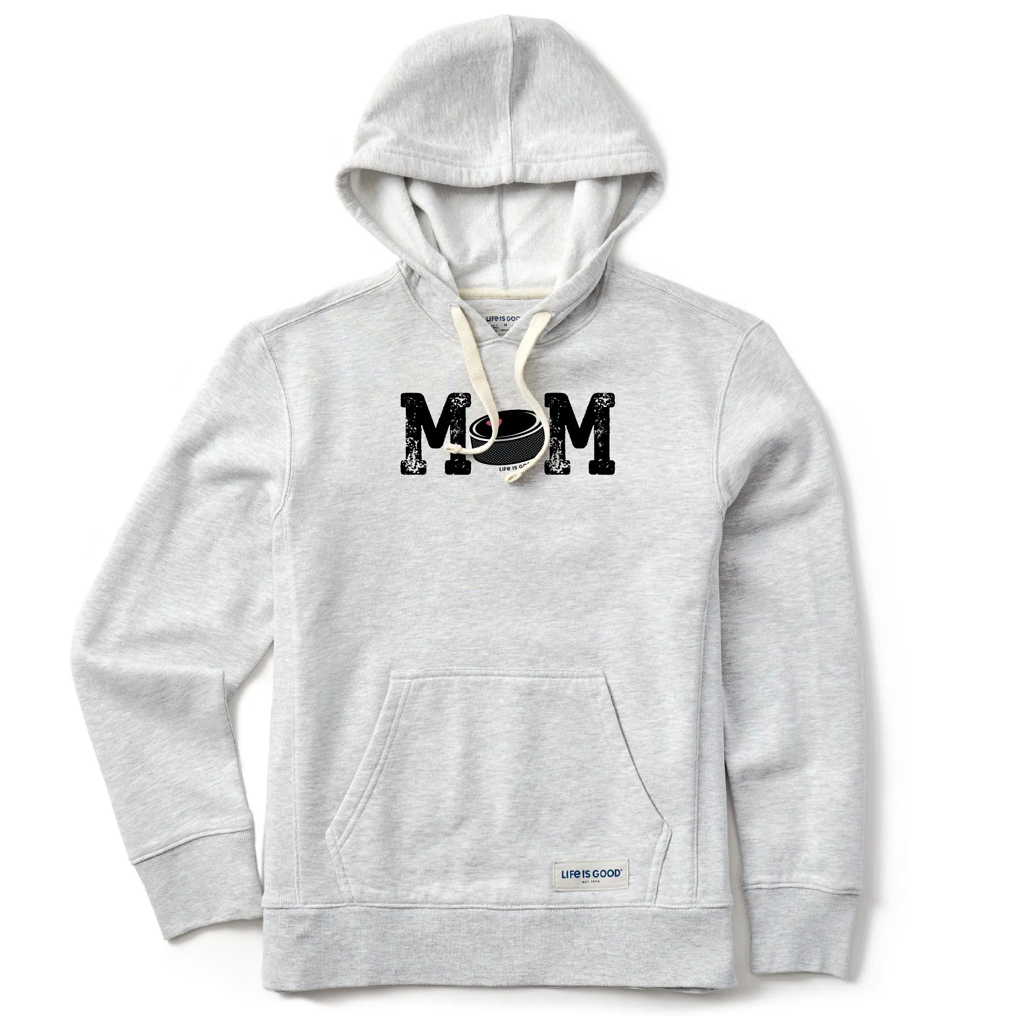 Women's Hockey Puck Mom Simply True Fleece Hoodie Life is Good