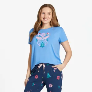Women's Holiday Flamingo Mirror Lightweight Sleep Tee Life is Good
