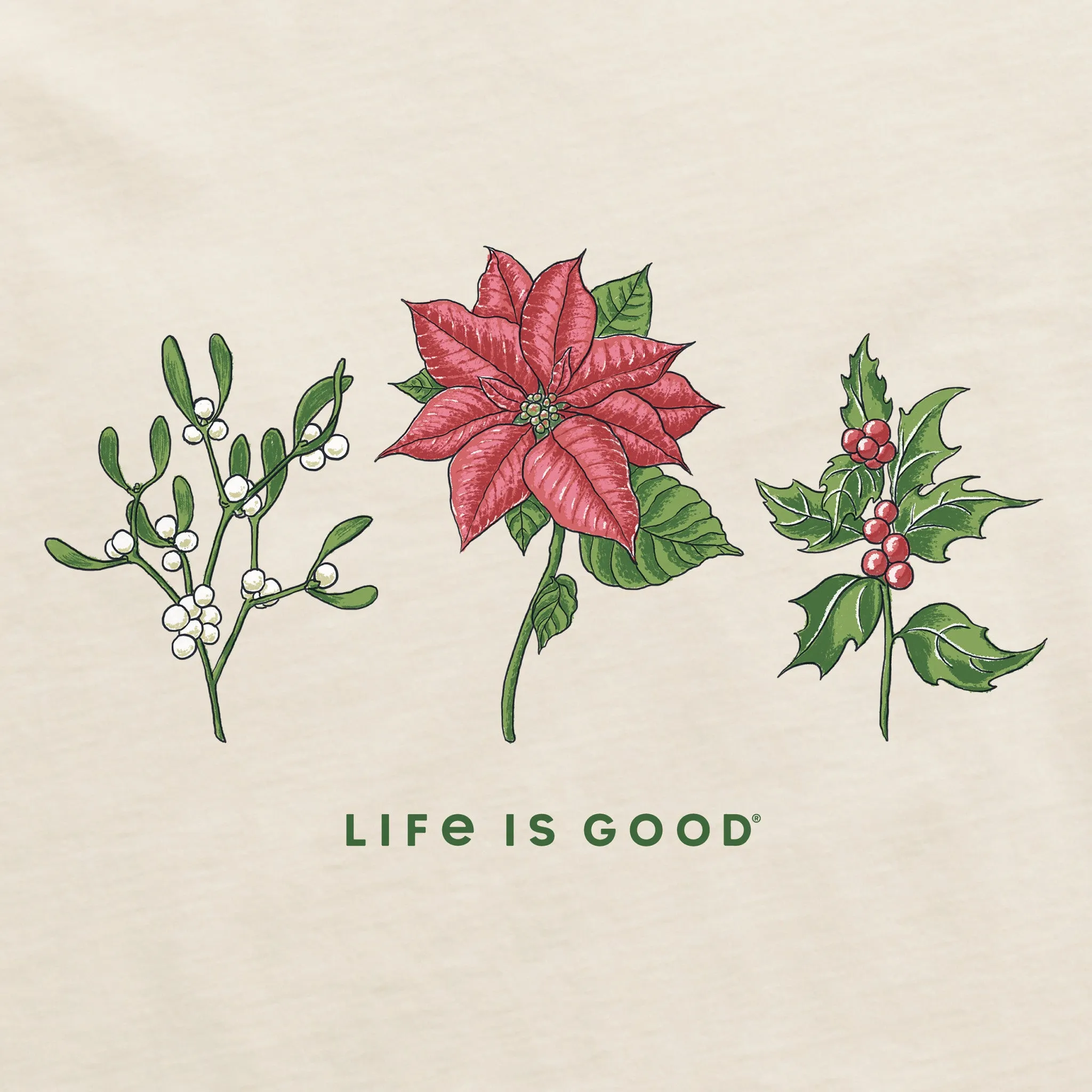 Women's Holiday Flowers Long Sleeve Crusher-LITE Vee Life is Good