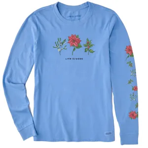 Women's Holiday Flowers Long Sleeve Crusher Tee Life is Good