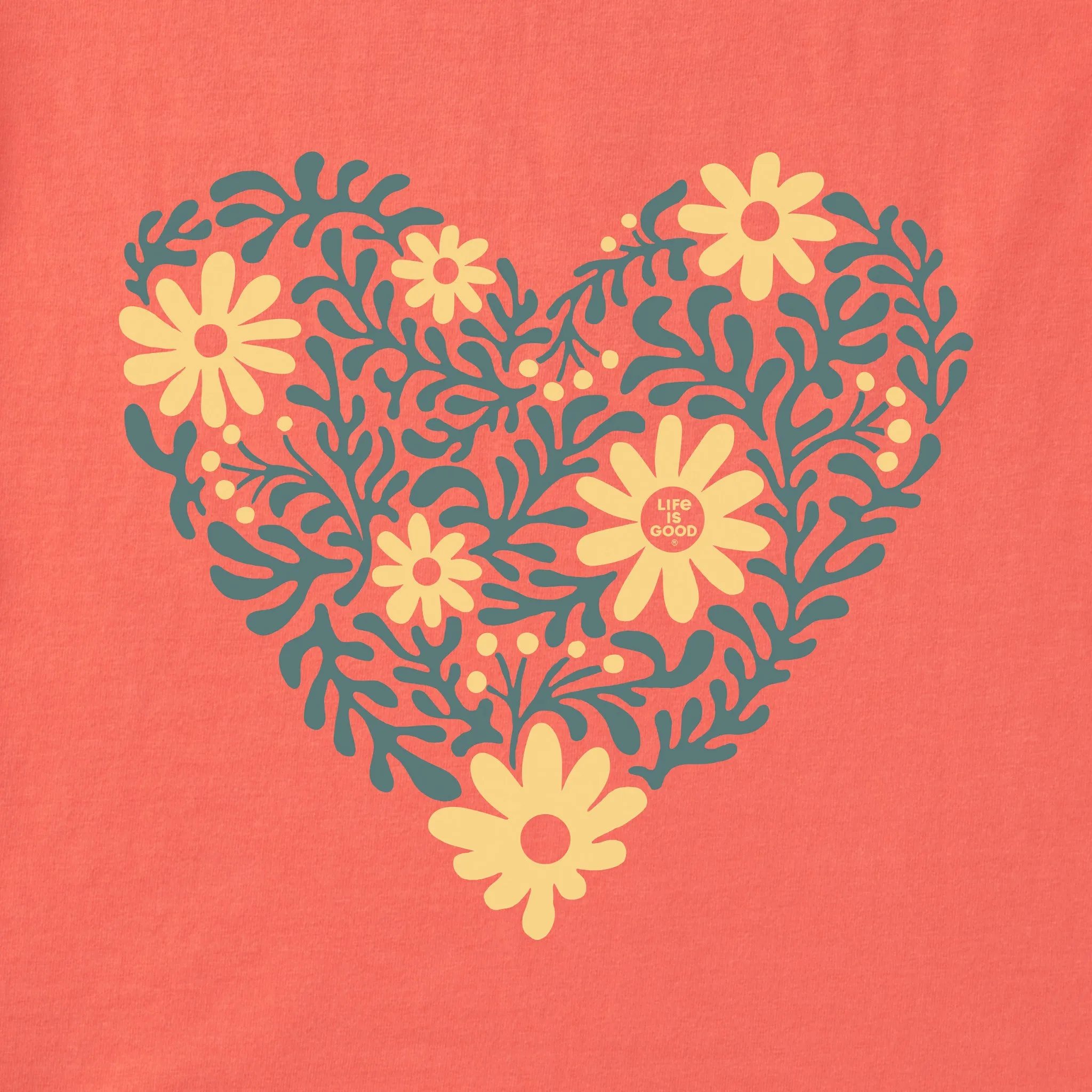 Women's Holiday Garden Heart Short Sleeve Crusher Vee Life is Good