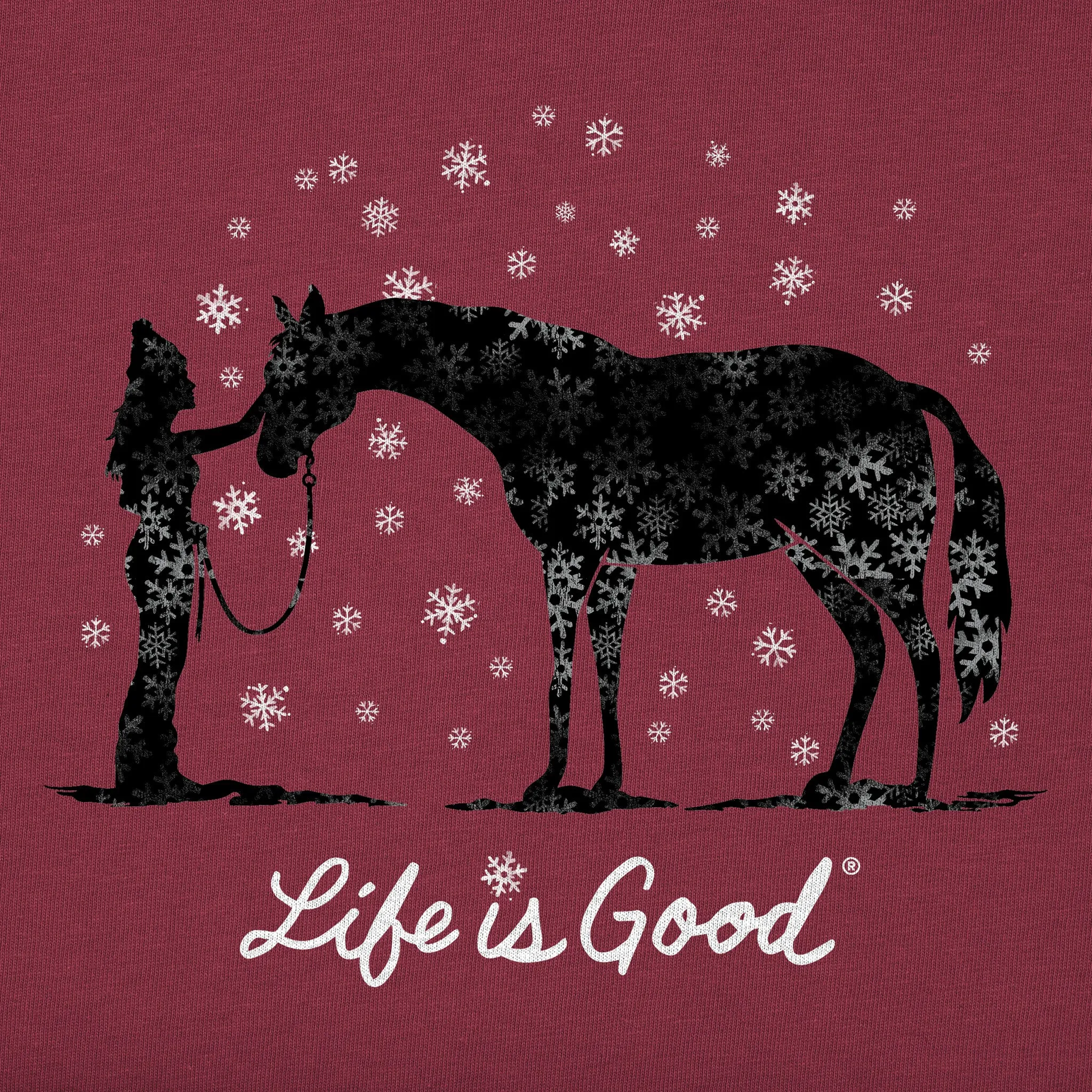 Women's Holiday Horse Long Sleeve Crusher Vee Life is Good
