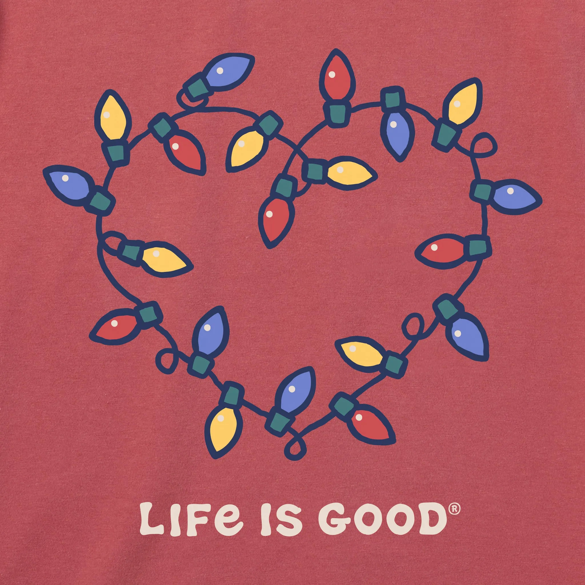 Women's Holiday Lights Heart Long Sleeve Snuggle Up Relaxed Sleep Tee Life is Good