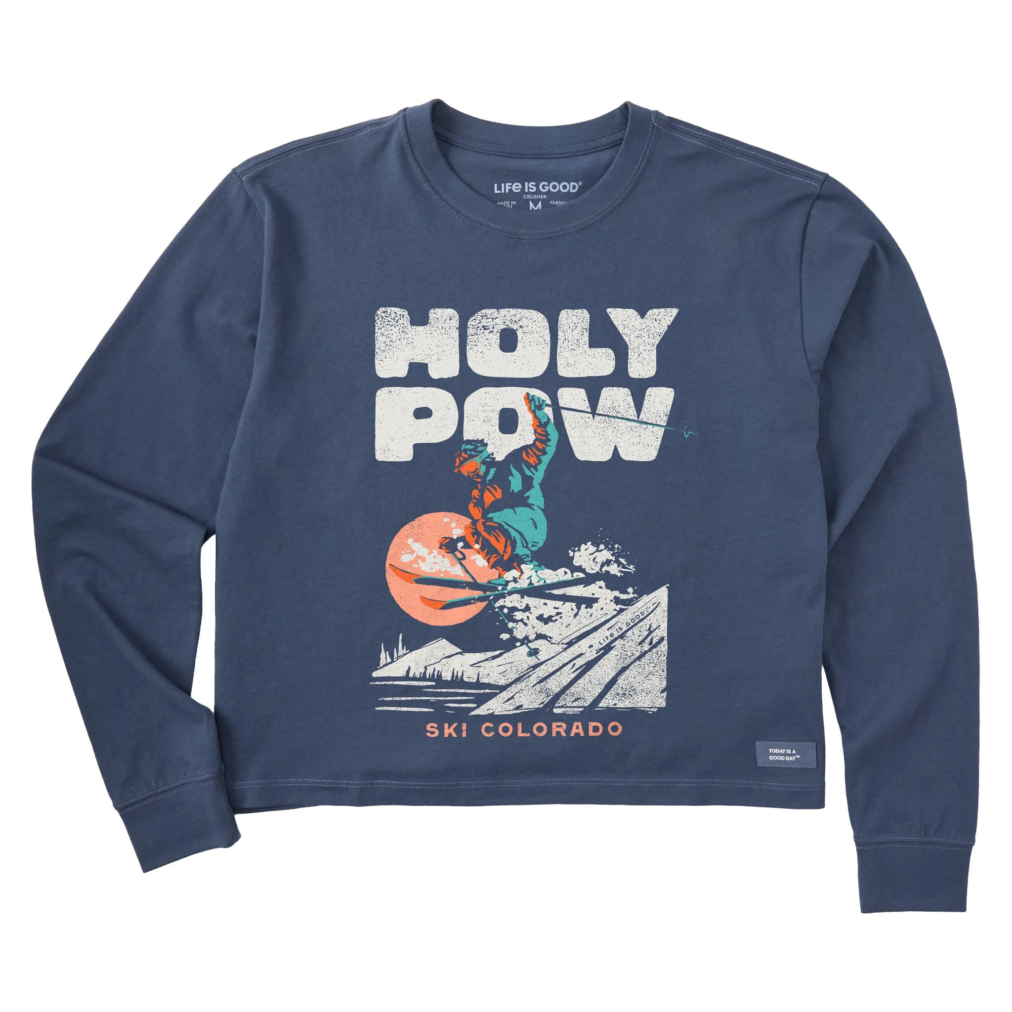 Women's Holy Pow Ski Colorado Long Sleeve Crusher Boxy Tee Life is Good