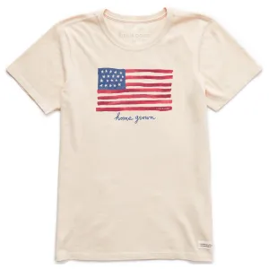 Women's Home Grown Flag Short Sleeve Crusher Tee Life is Good