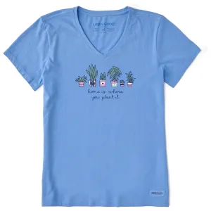 Women's Home is Where you Plant it Short Sleeve Crusher-LITE Vee Life is Good