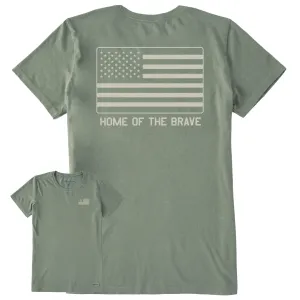 Women's Home of the Brave Flag Short Sleeve Crusher Tee Life is Good