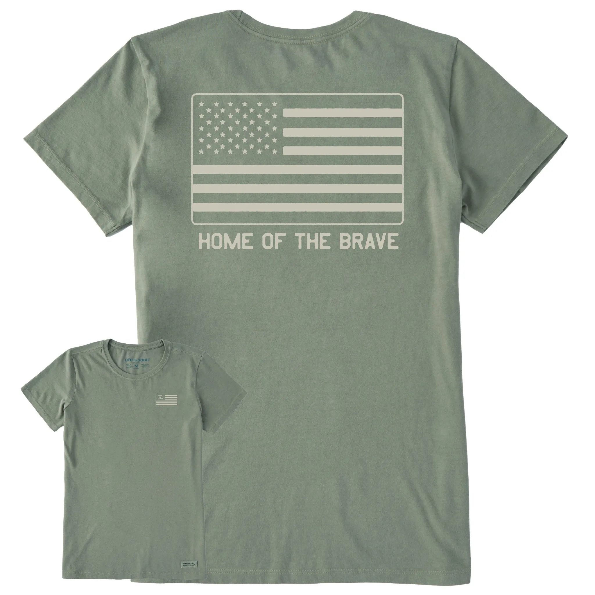 Women's Home of the Brave Flag Short Sleeve Crusher Tee Life is Good