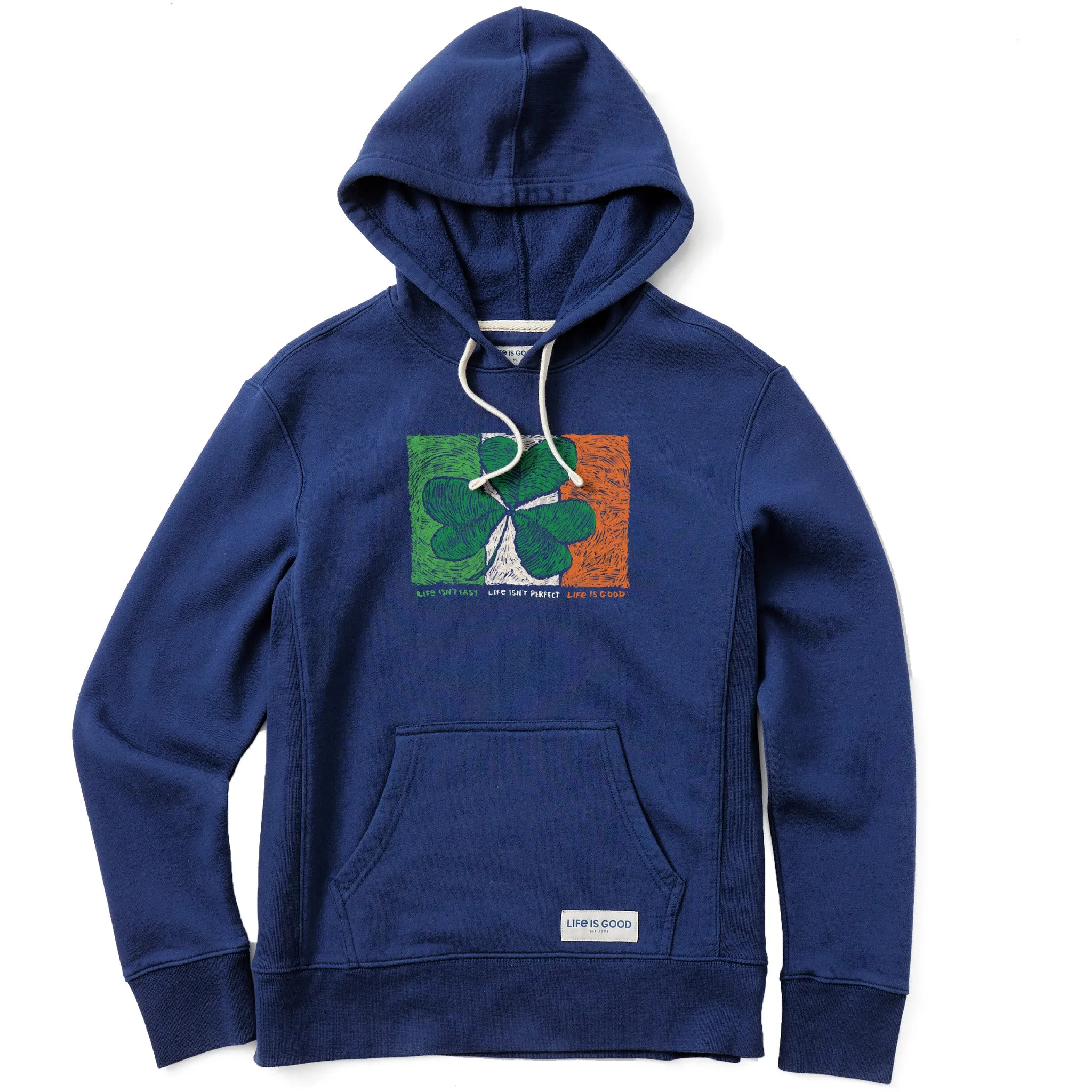Women's Irish Flag Clover Simply True Fleece Hoodie Life is Good