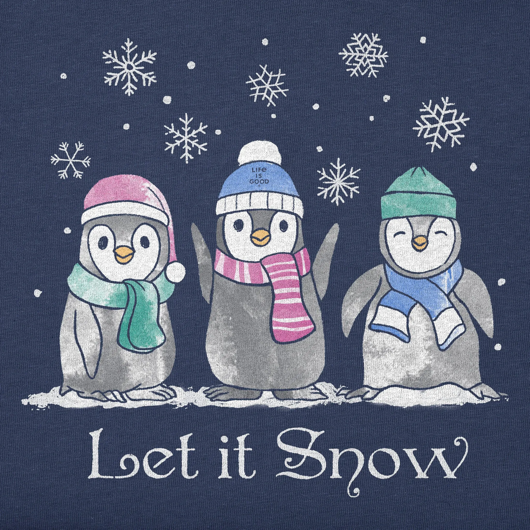 Women's Let it Snow Penguins Simply True Crew Life is Good