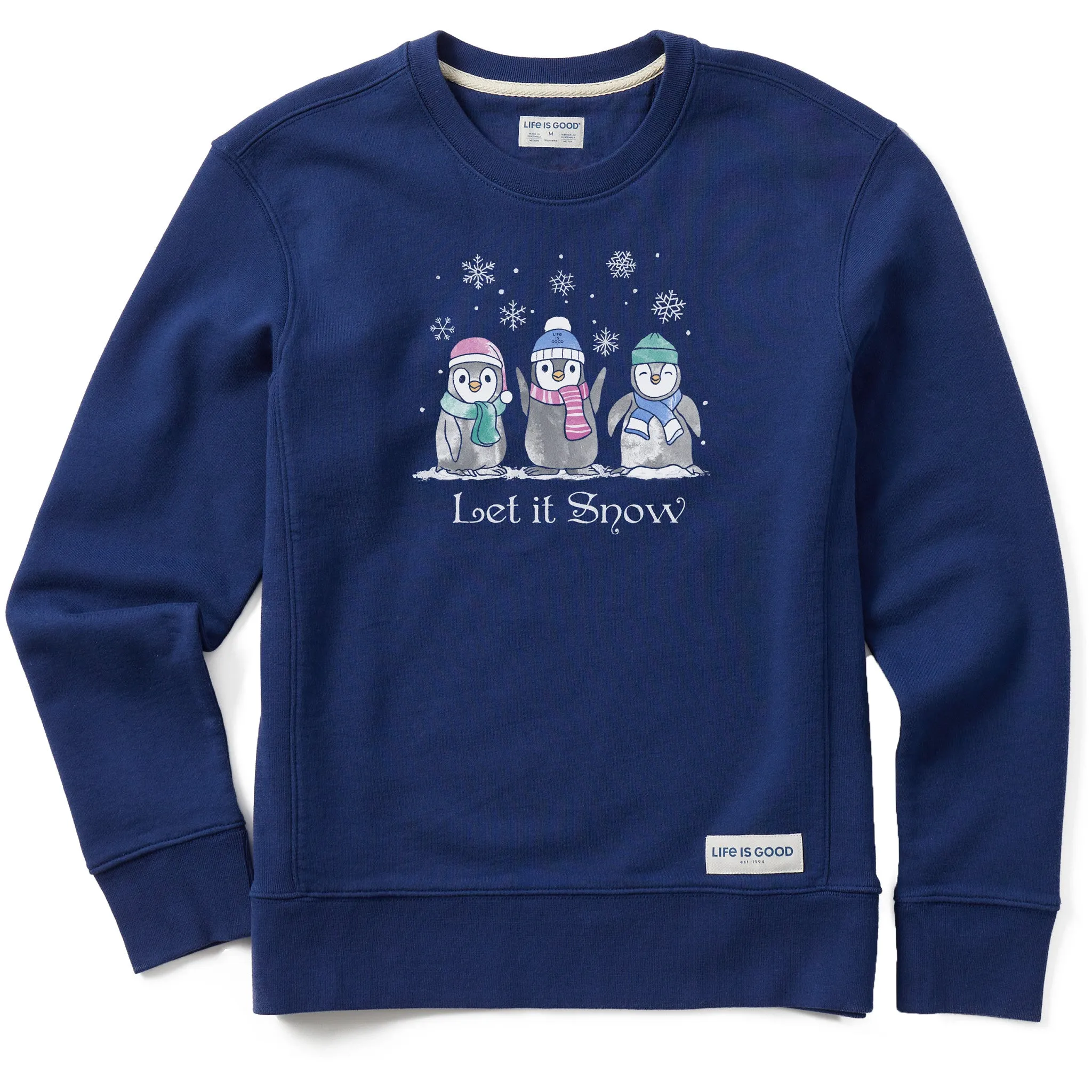 Women's Let it Snow Penguins Simply True Crew Life is Good
