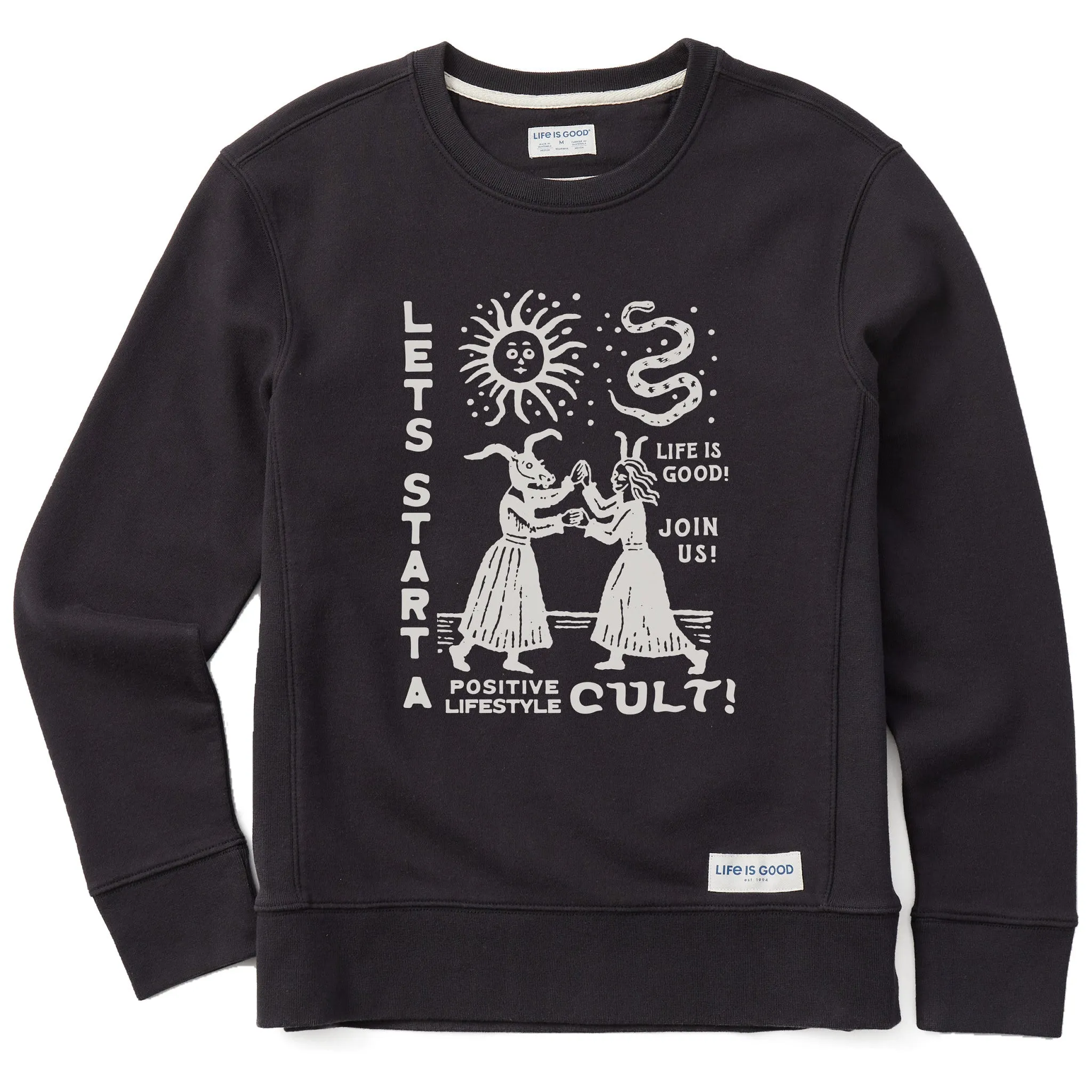Women's Let's Start a Cult Simply True Fleece Crew LIFE IS GOOD