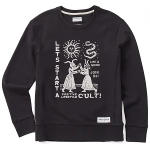 Women's Let's Start a Cult Simply True Fleece Crew LIFE IS GOOD