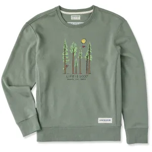 Women's Life is Good Among the Trees Simply True Fleece Crew LIFE IS GOOD