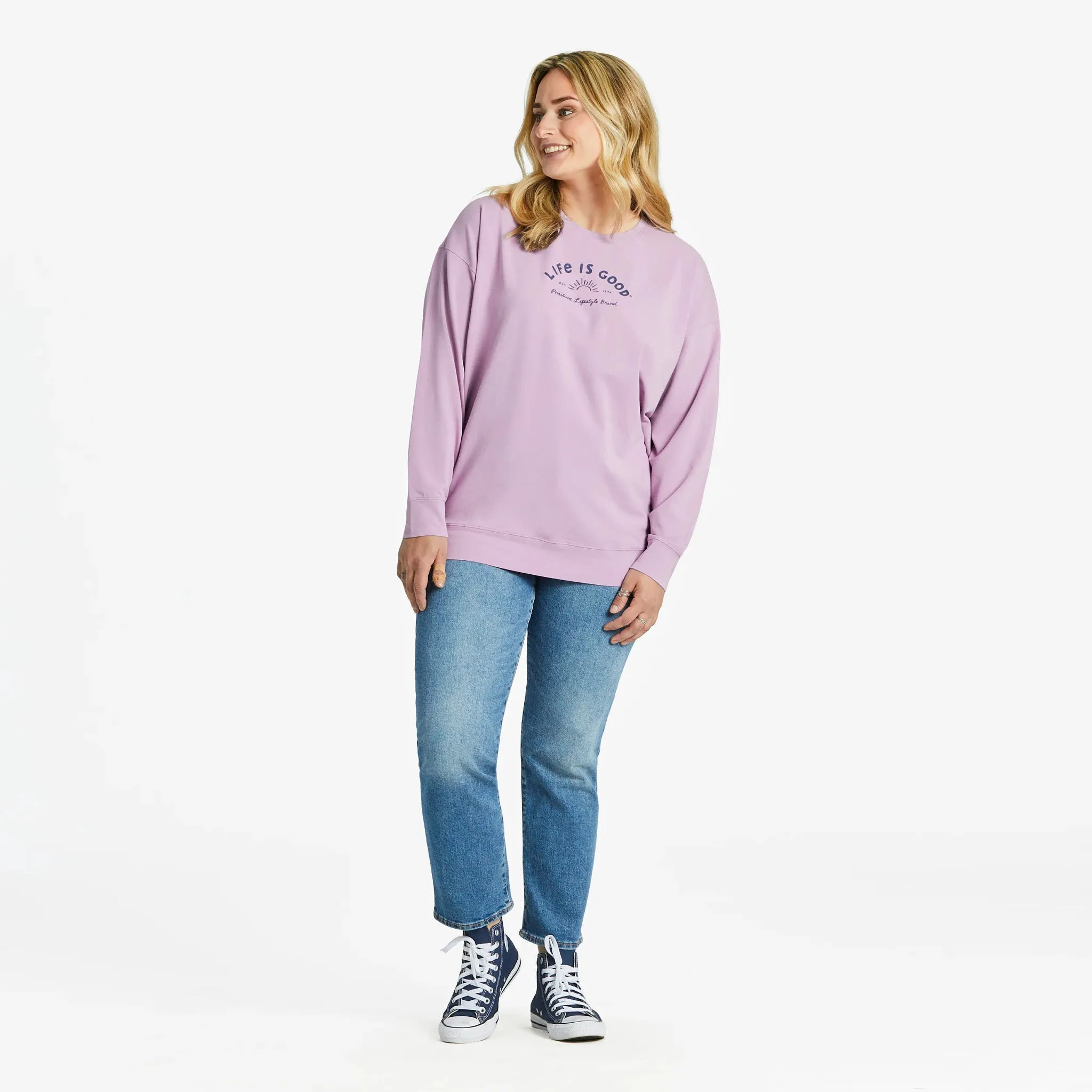 Women's Life is Good Positive Lifestyle Brand Crusher-FLEX Oversized Crew LIFE IS GOOD