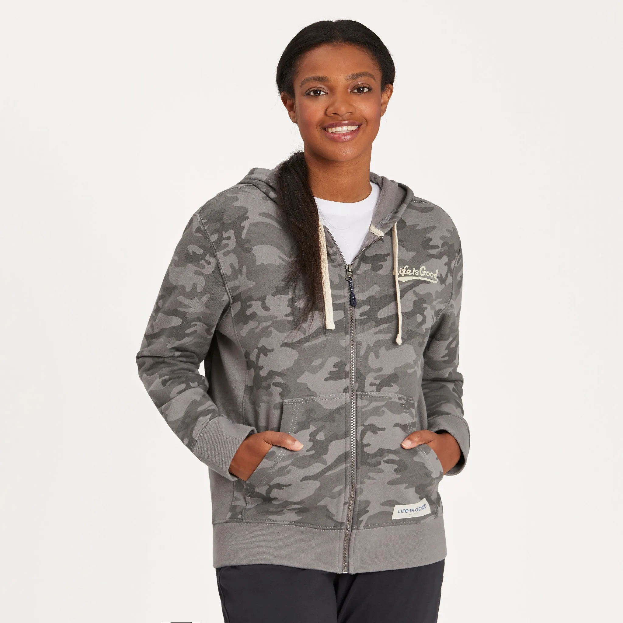 Women's LIG Ballyard Distress Simply True Fleece Zip Hoodie Life is Good