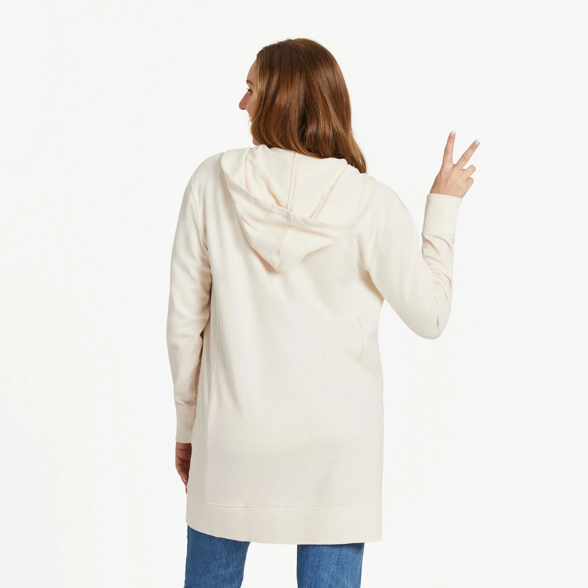 Women's LIG Tonal Horizontal Beyond Hip French Terry Tunic Life is Good