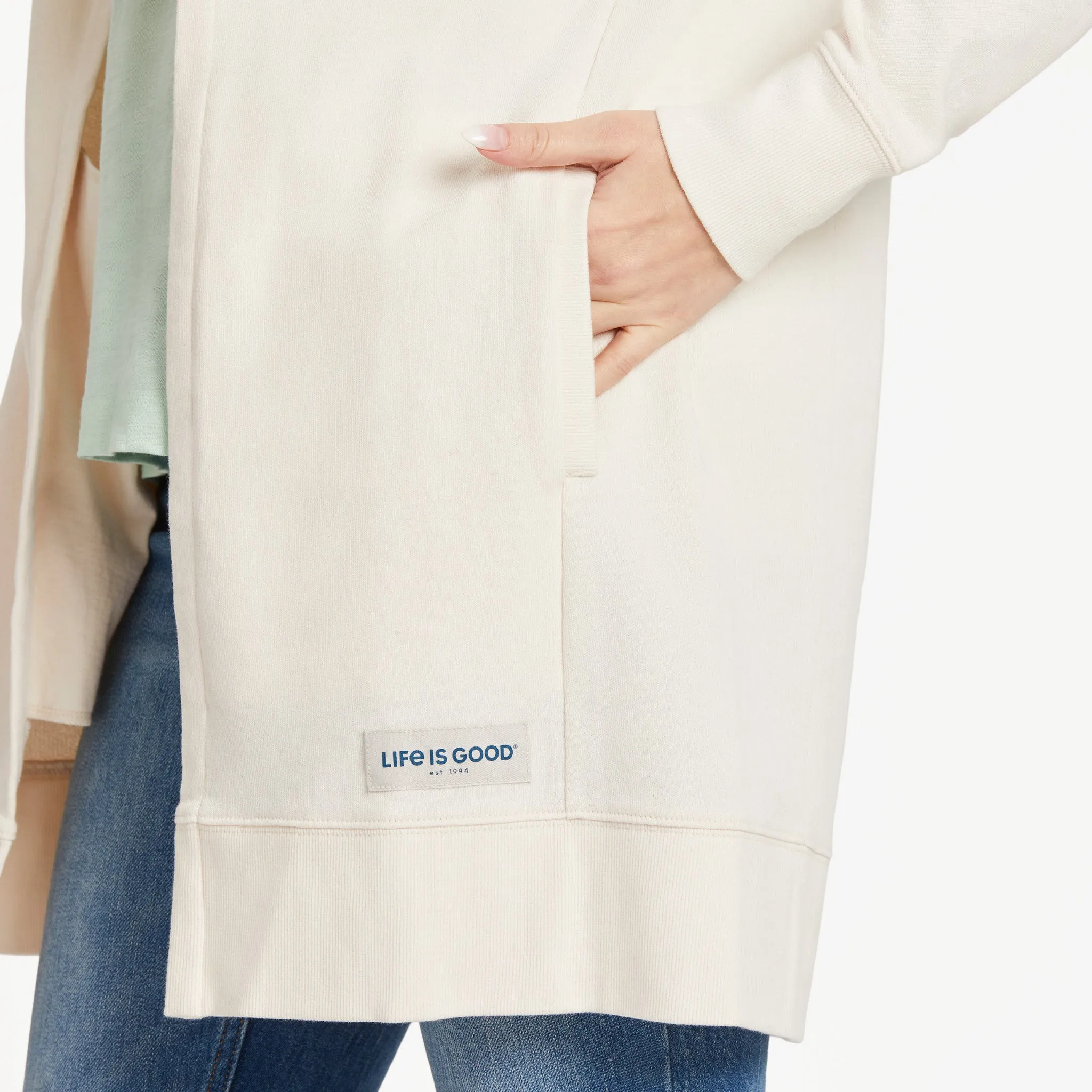 Women's LIG Tonal Horizontal Beyond Hip French Terry Tunic Life is Good