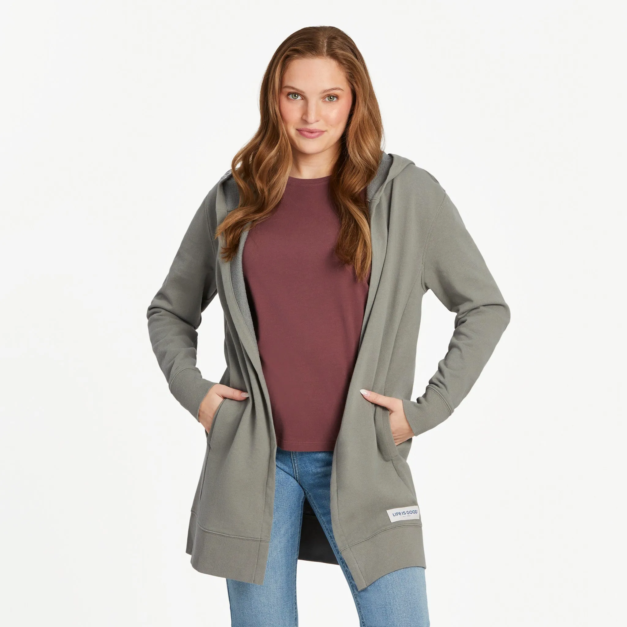 Women's LIG Tonal Horizontal Beyond Hip French Terry Tunic Life is Good