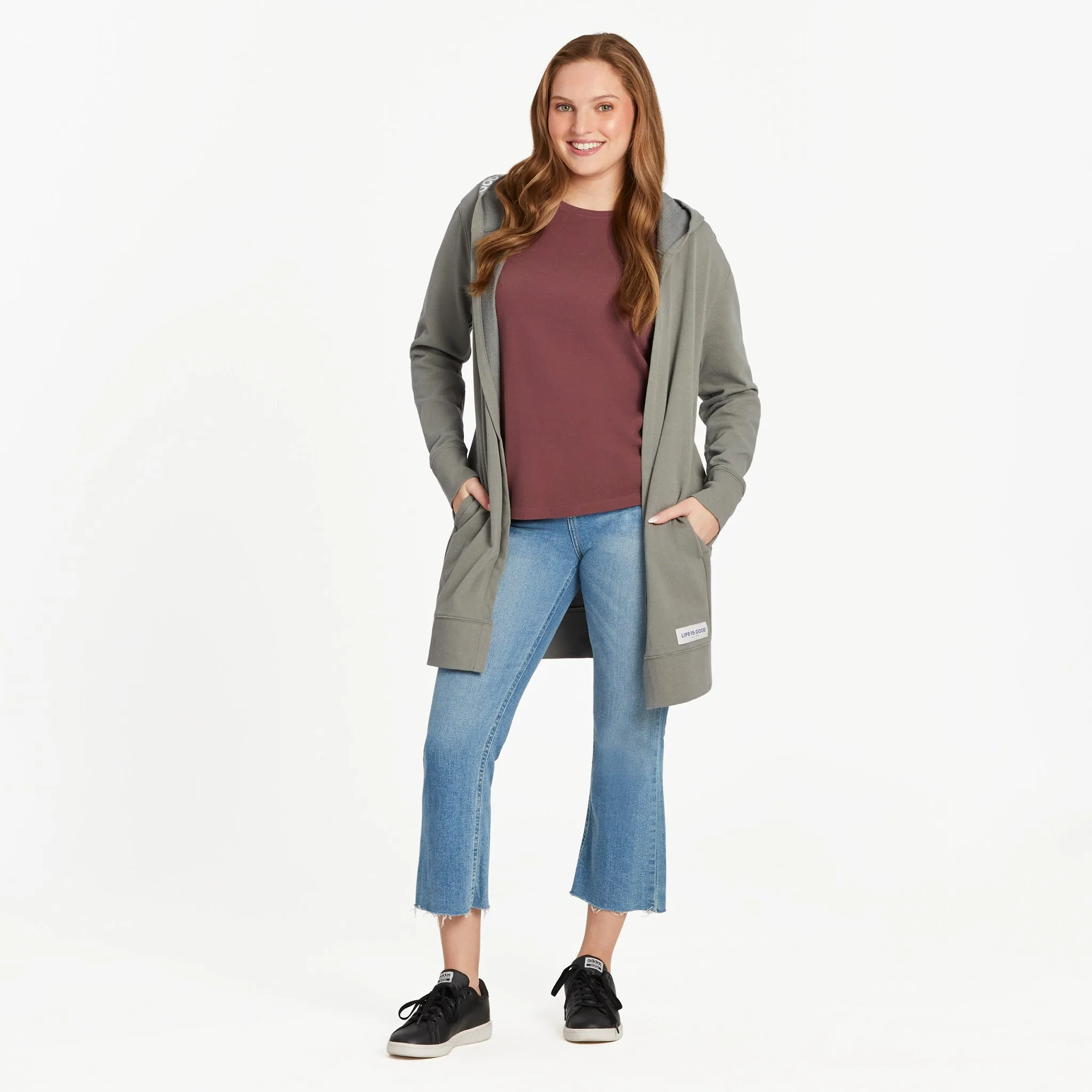 Women's LIG Tonal Horizontal Beyond Hip French Terry Tunic Life is Good