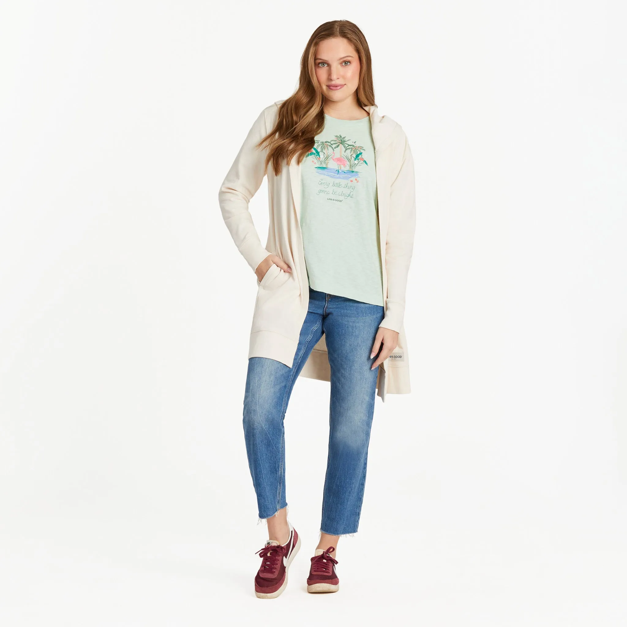 Women's LIG Tonal Horizontal Beyond Hip French Terry Tunic Life is Good