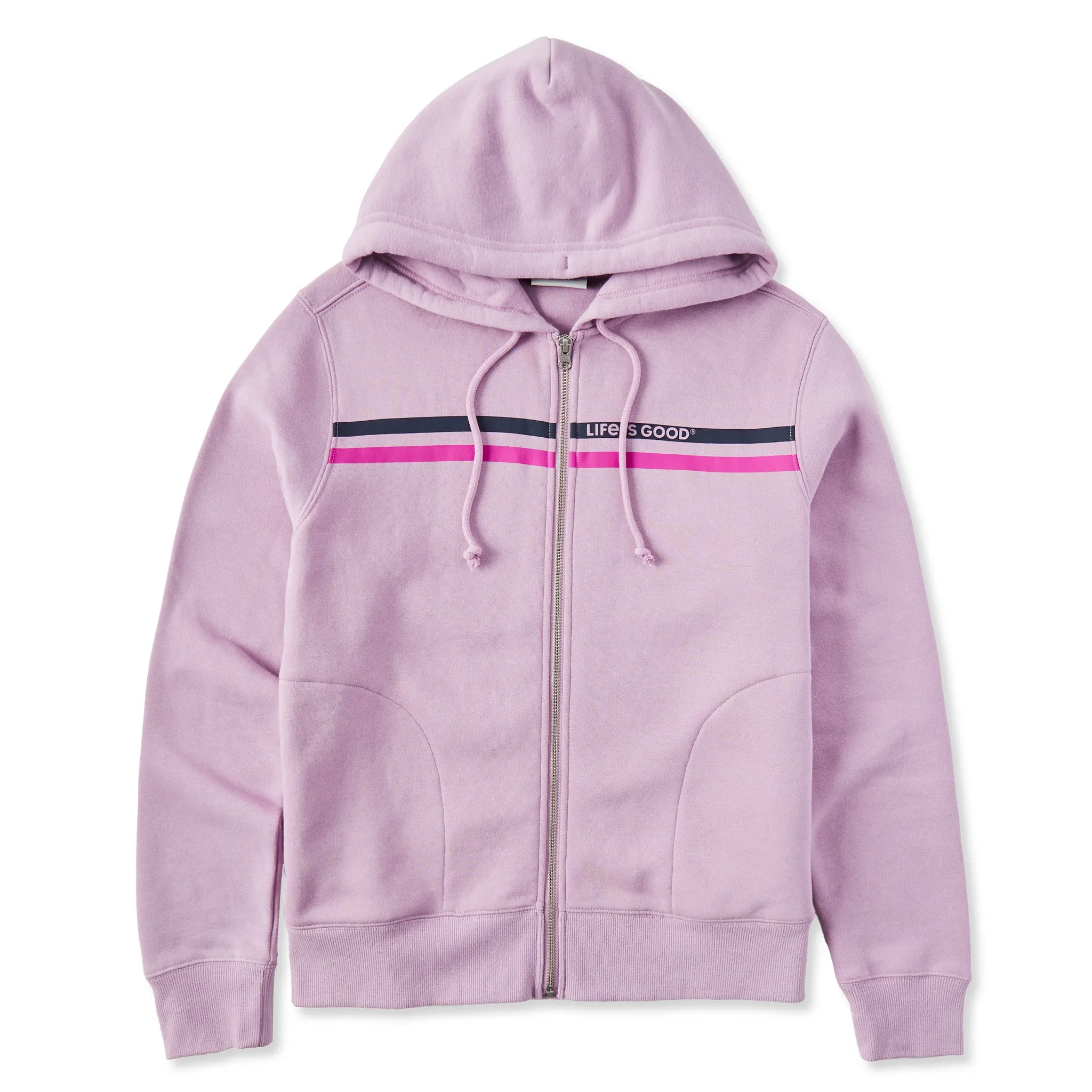 Women's LIG Two Stripes Good Vibes Fleece Zip Hoodie Life is Good