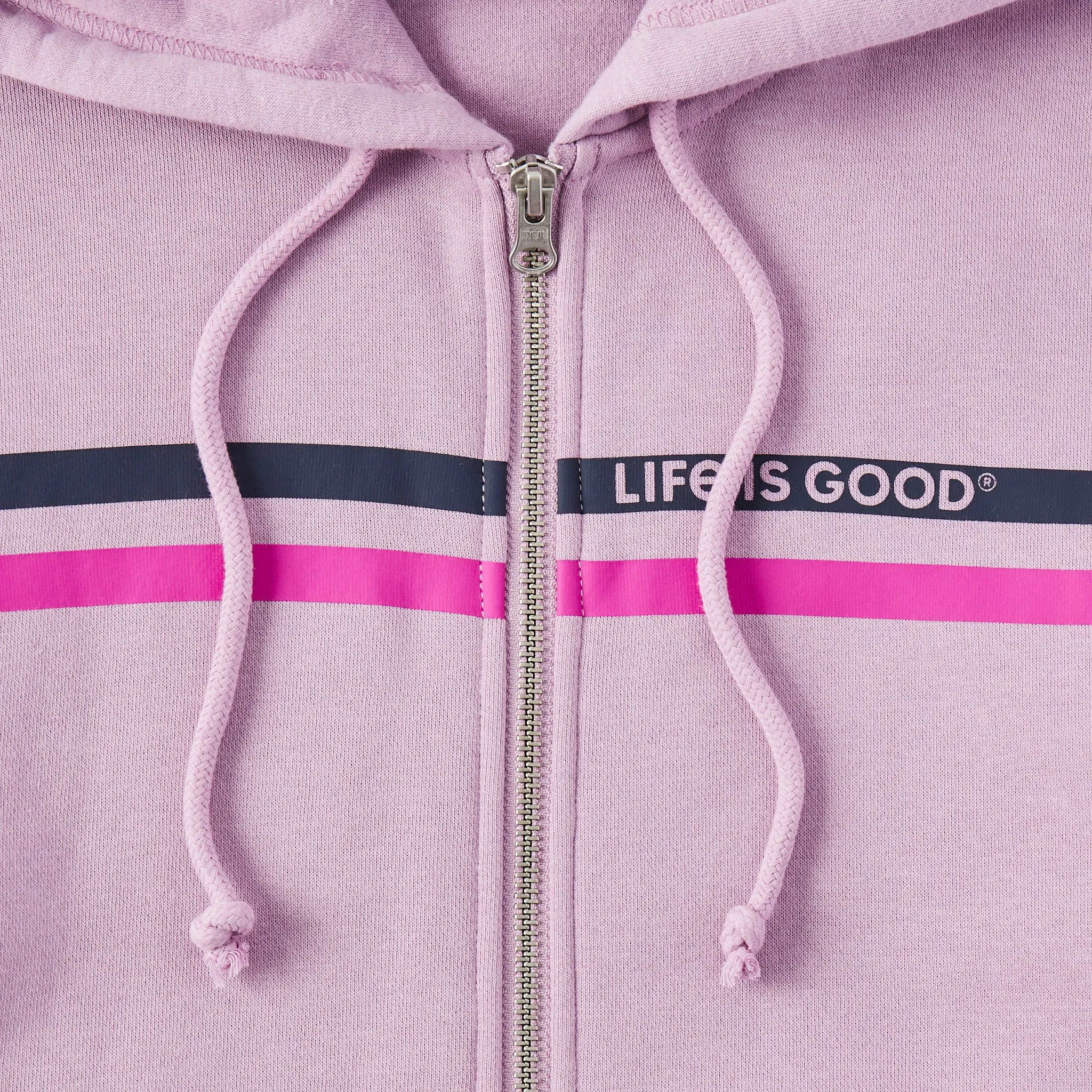 Women's LIG Two Stripes Good Vibes Fleece Zip Hoodie Life is Good